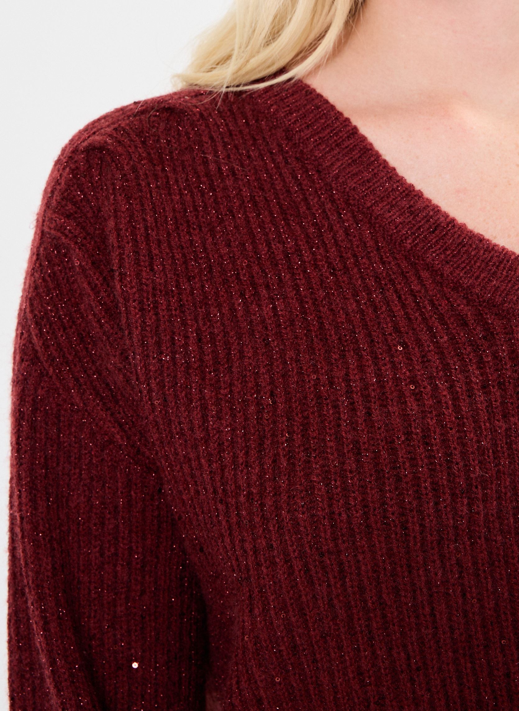 Pullover LADIES KNITTED V-NECK SWEATER damen rot Molly Bracken Pullover LADIES KNITTED V-NECK SWEATER damen rot DARK RED