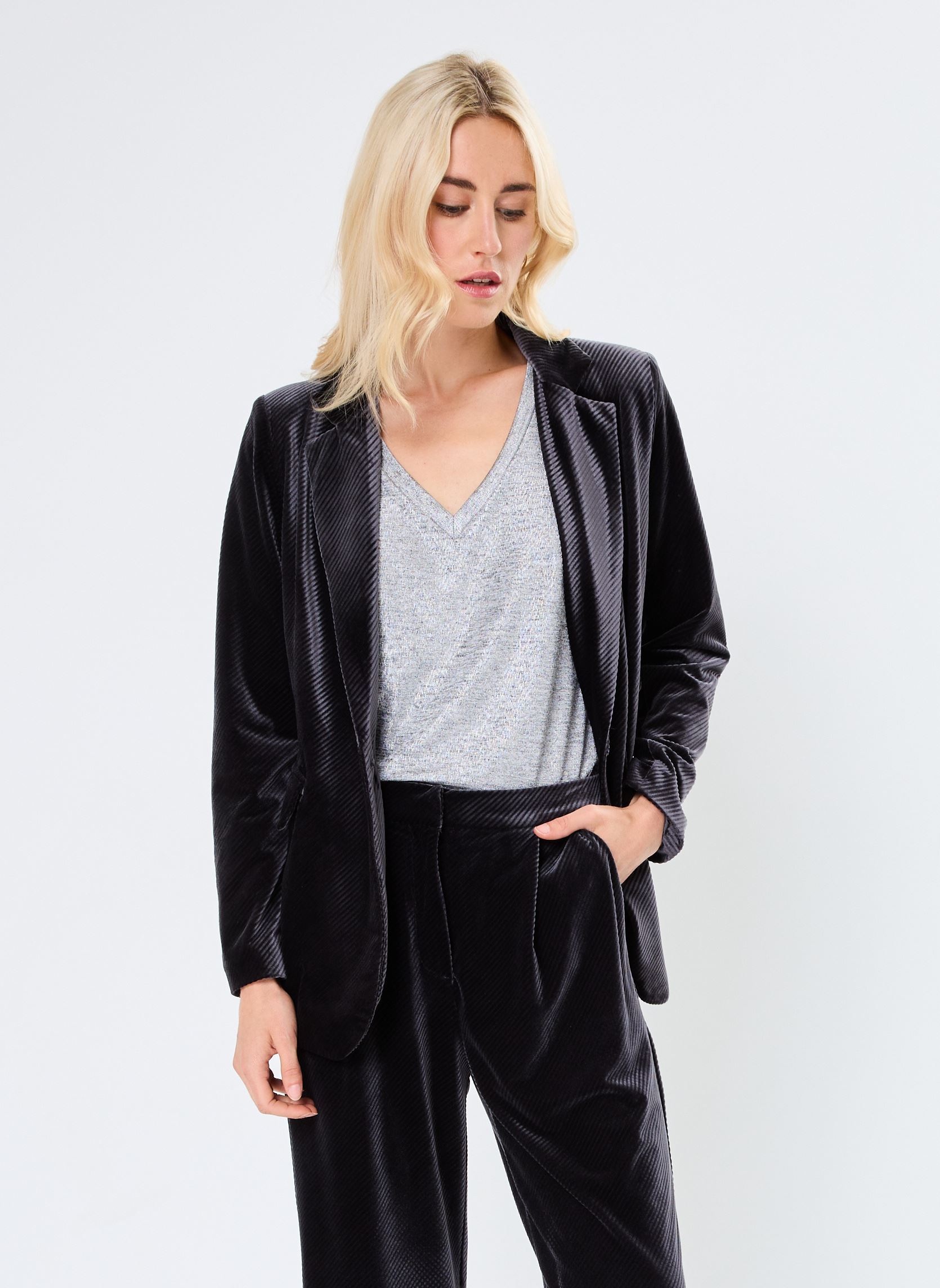 Blazer LADIES KNITTED BLAZER donna grigio Molly Bracken Blazer LADIES KNITTED BLAZER donna grigio DARK GREY
