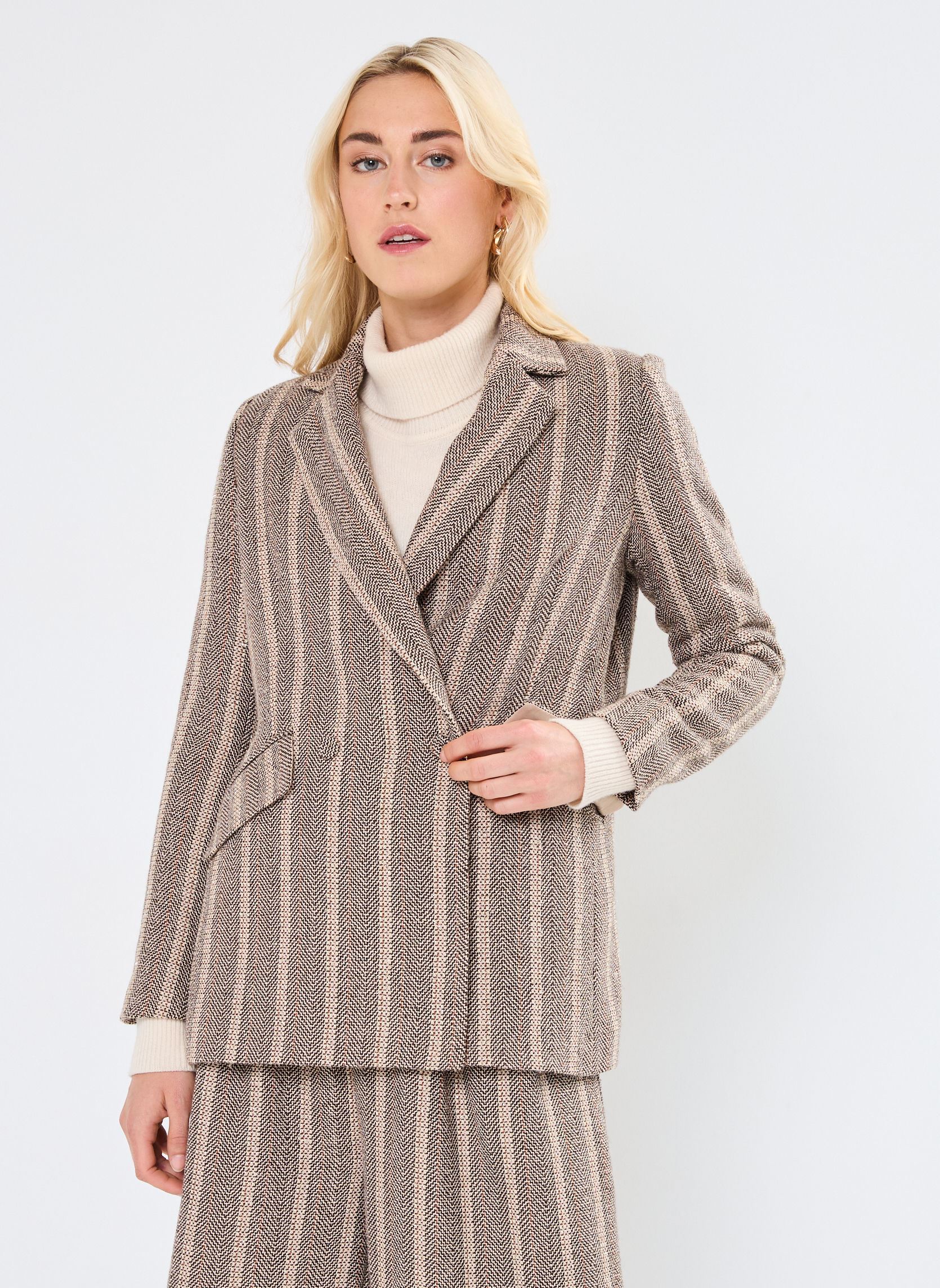 Blazer LADIES WOVEN BLAZER donna beige Molly Bracken Blazer LADIES WOVEN BLAZER donna beige BEIGE