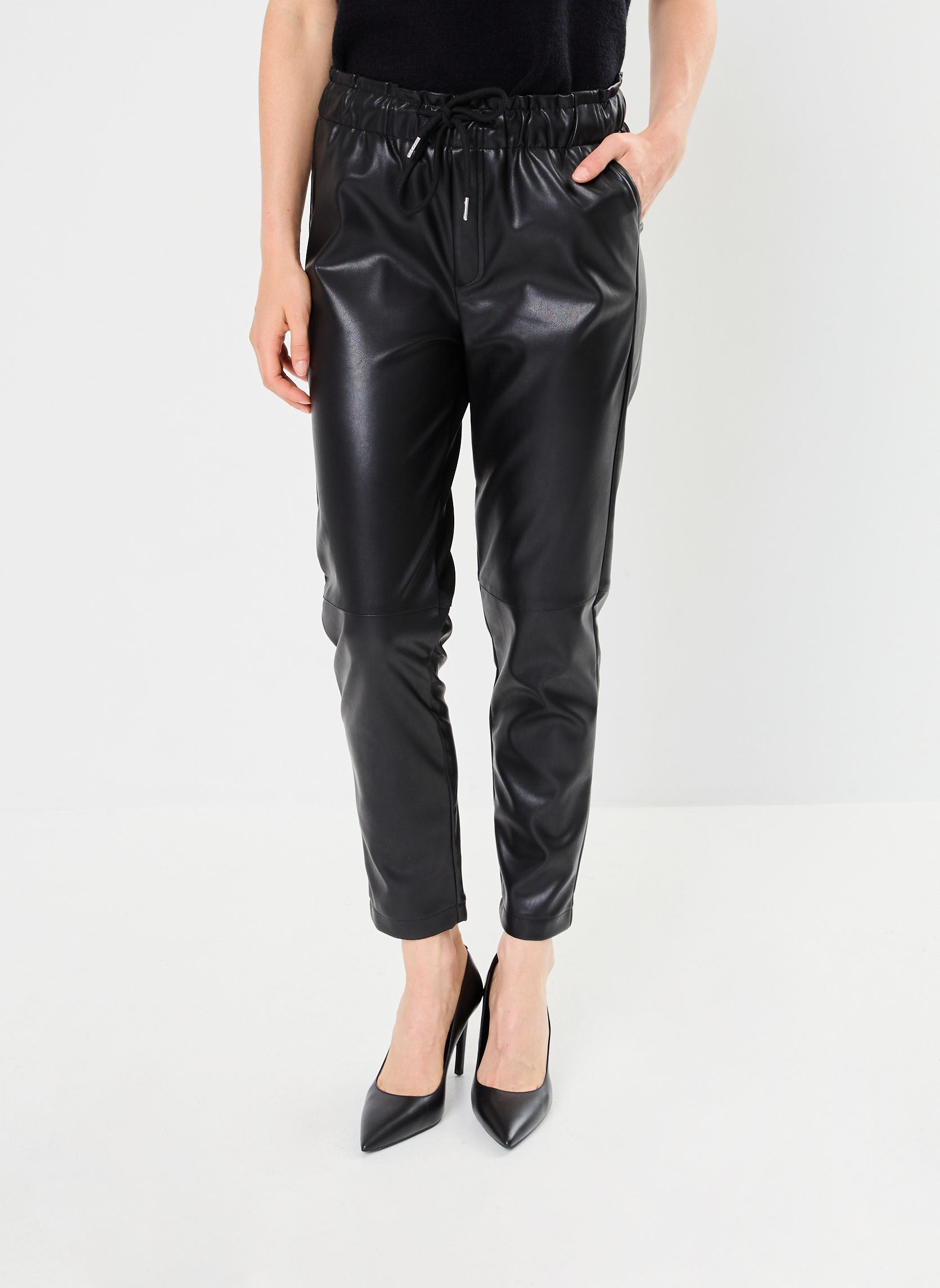 Pantalons LADIES WOVEN FAUX LEATHER PANTS femme noir Molly Bracken Pantalons LADIES WOVEN FAUX LEATHER PANTS femme noir BLACK