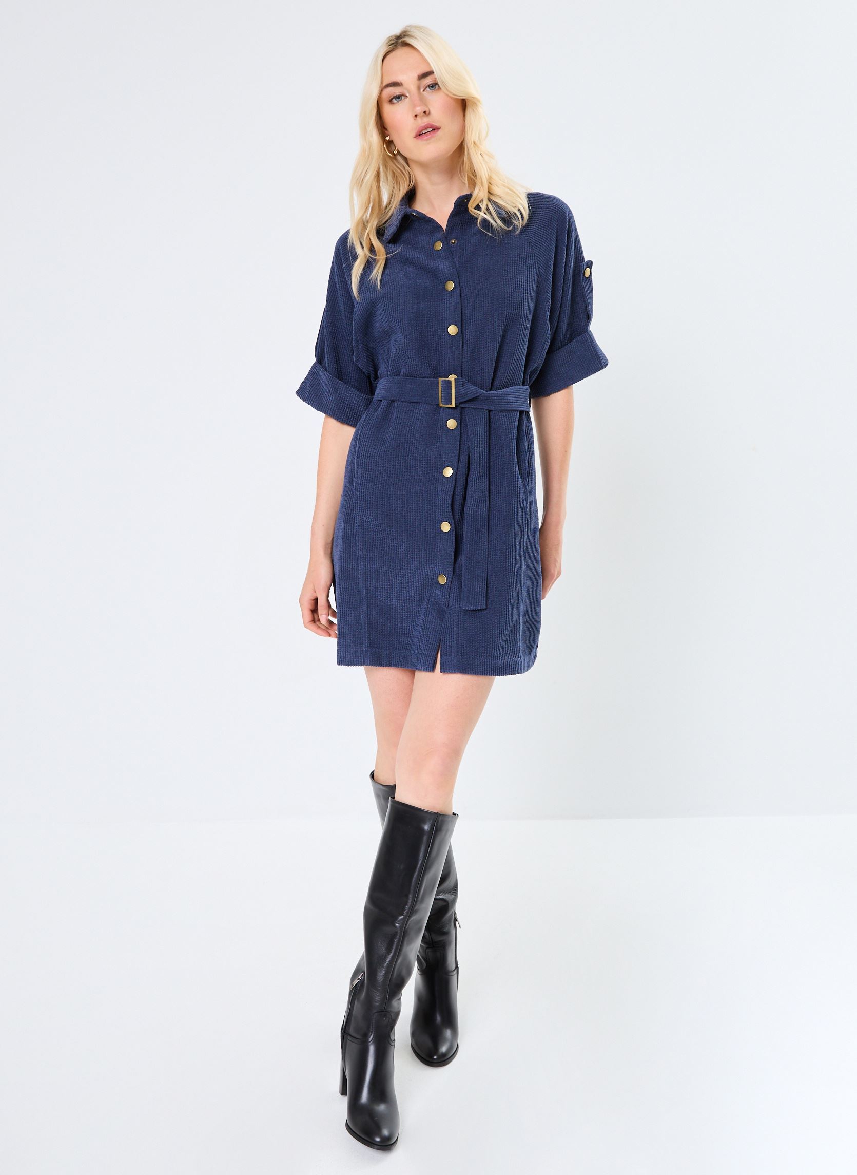 Robes Chemise LADIES WOVEN SS DRESS femme bleu Molly Bracken Robes Chemise LADIES WOVEN SS DRESS femme bleu NAVY BLUE