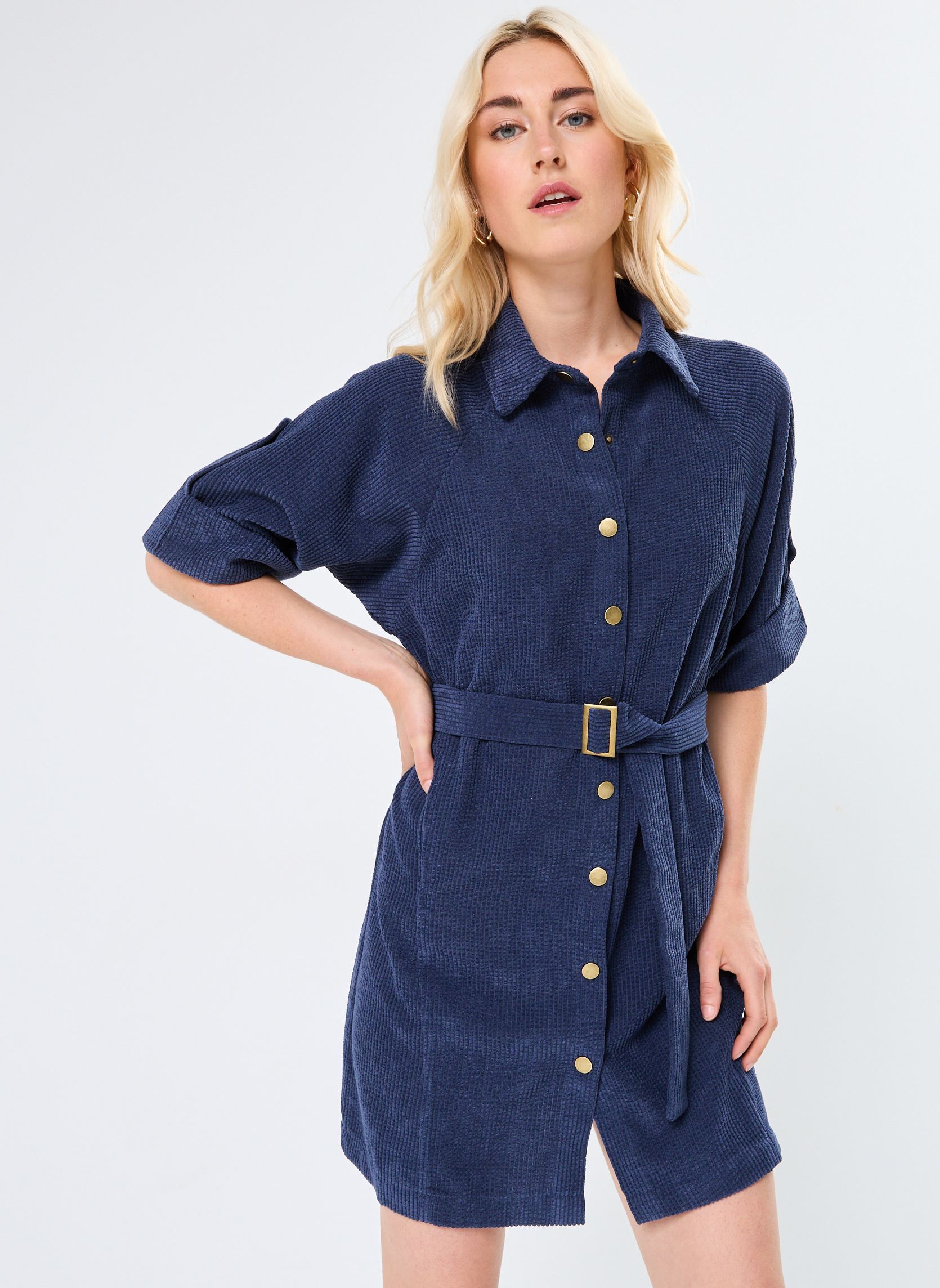 Robes Chemise LADIES WOVEN SS DRESS femme bleu Molly Bracken Robes Chemise LADIES WOVEN SS DRESS femme bleu NAVY BLUE