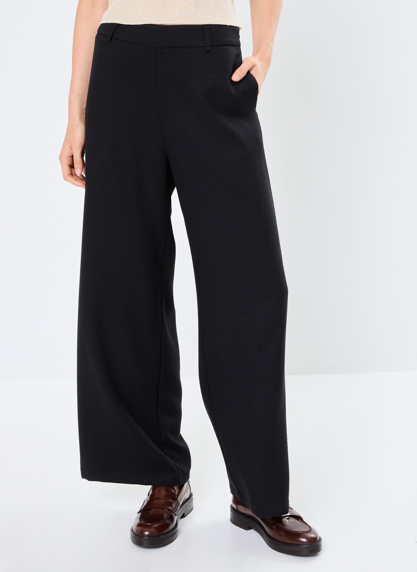 Wijde broeken LADIES WOVEN WIDE PANTS dames zwart Molly Bracken Wijde broeken LADIES WOVEN WIDE PANTS dames zwart BLACK