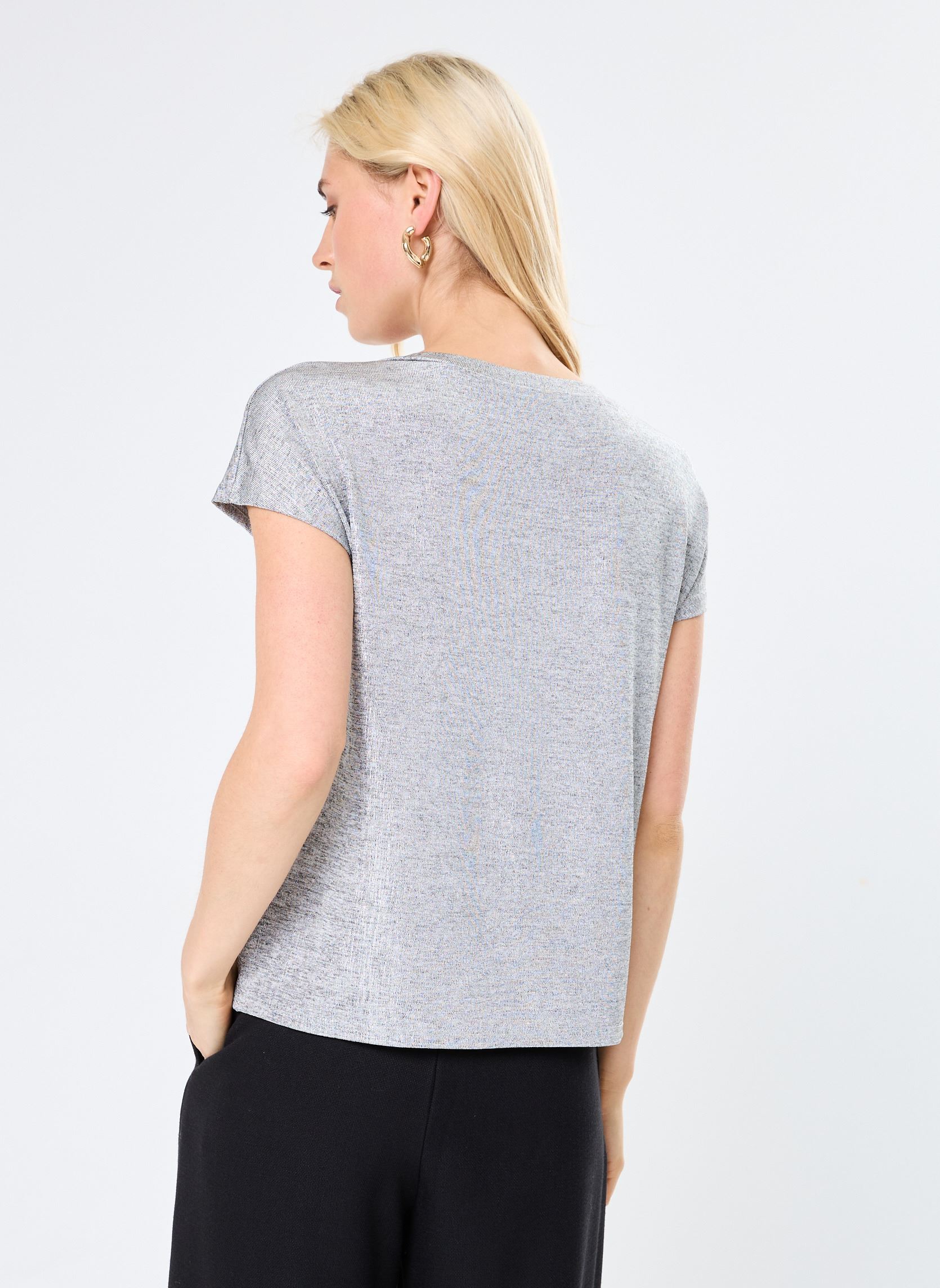 Kurzarm-T-Shirts LADIES KNITTED TEE damen silber Molly Bracken Kurzarm-T-Shirts LADIES KNITTED TEE damen silber SILVERY GREY