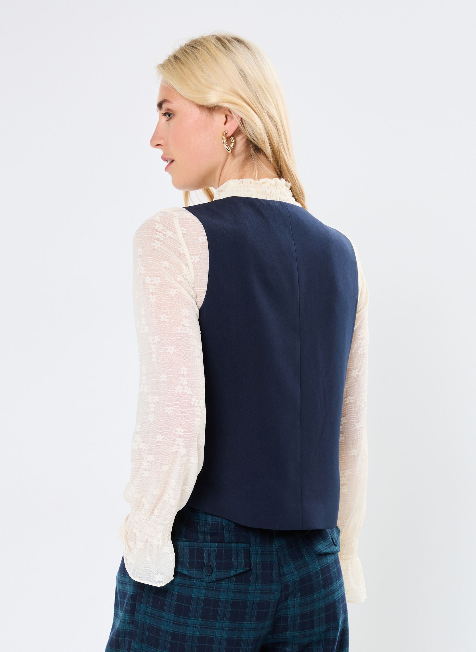 Gilets LADIES WOVEN SLEEVELESS TEDDY JACKET femme bleu Molly Bracken Gilets LADIES WOVEN SLEEVELESS TEDDY JACKET femme bleu NAVY BLUE