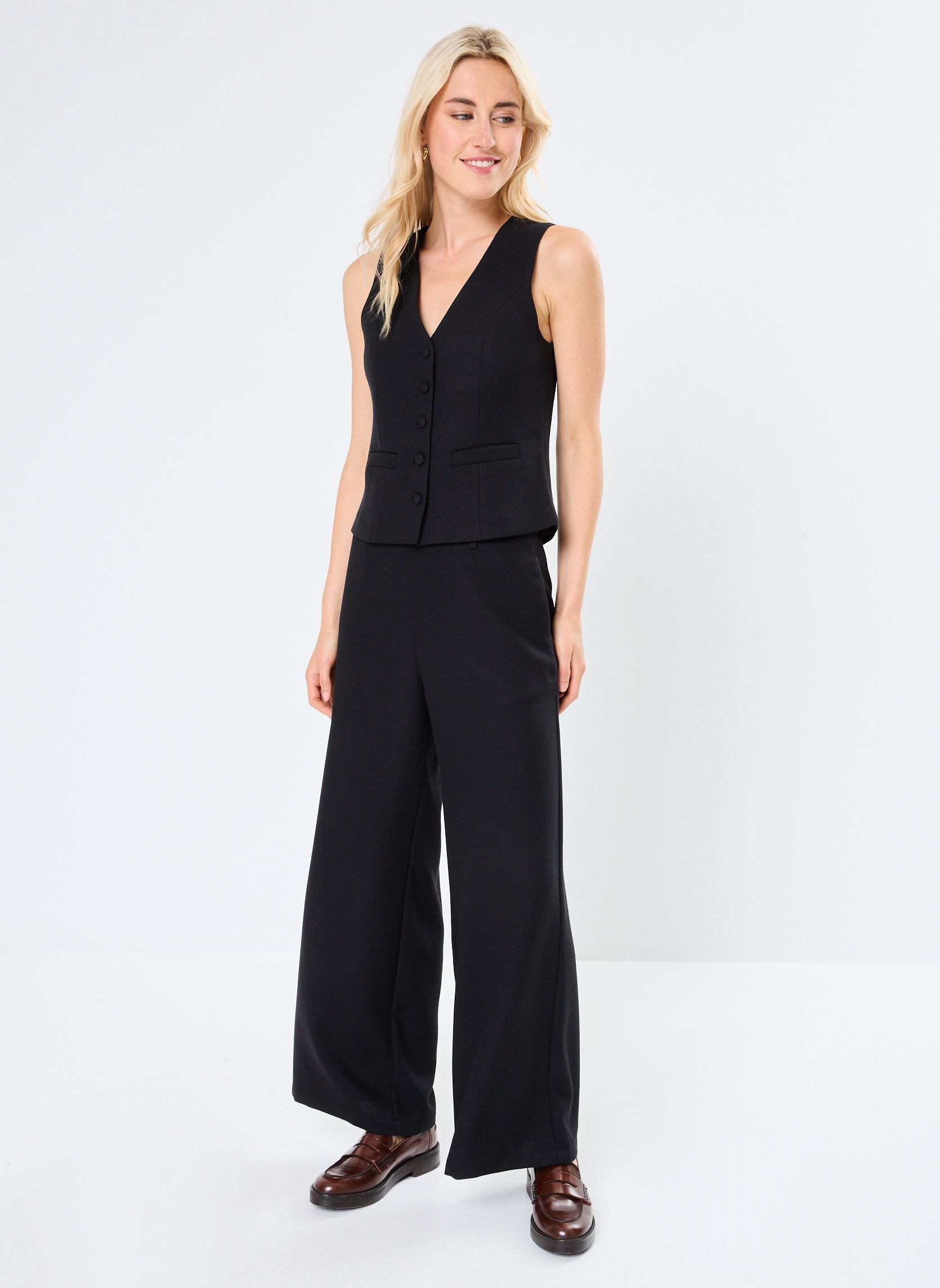 Gilets LADIES WOVEN SLEEVELESS TEDDY JACKET femme noir Molly Bracken Gilets LADIES WOVEN SLEEVELESS TEDDY JACKET femme noir BLACK