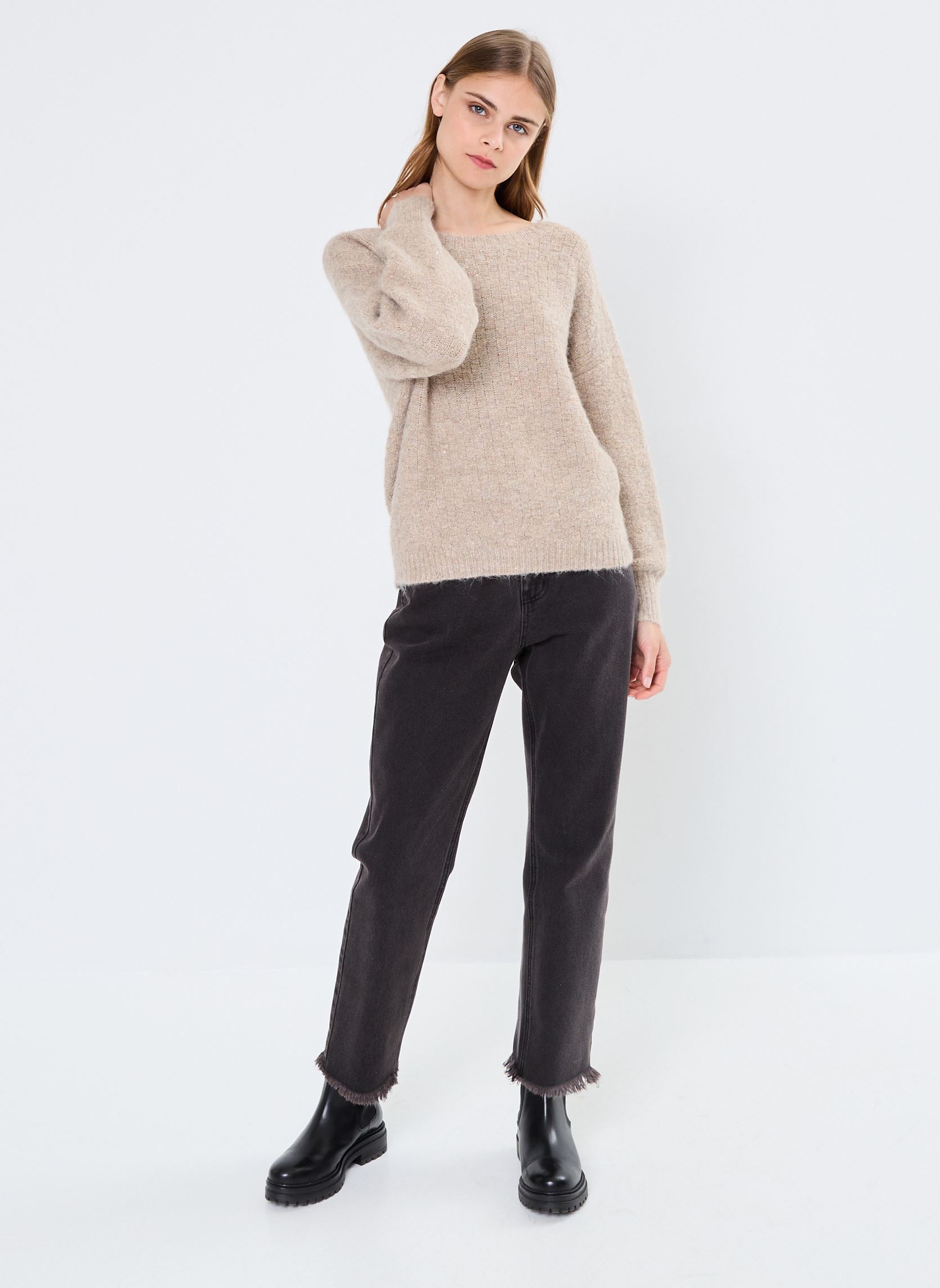 Pullover Young Ladies Knitted Sweater EL1001CH damen beige Lili Sidonio Pullover Young Ladies Knitted Sweater EL1001CH damen beige LIGHT BEIGE