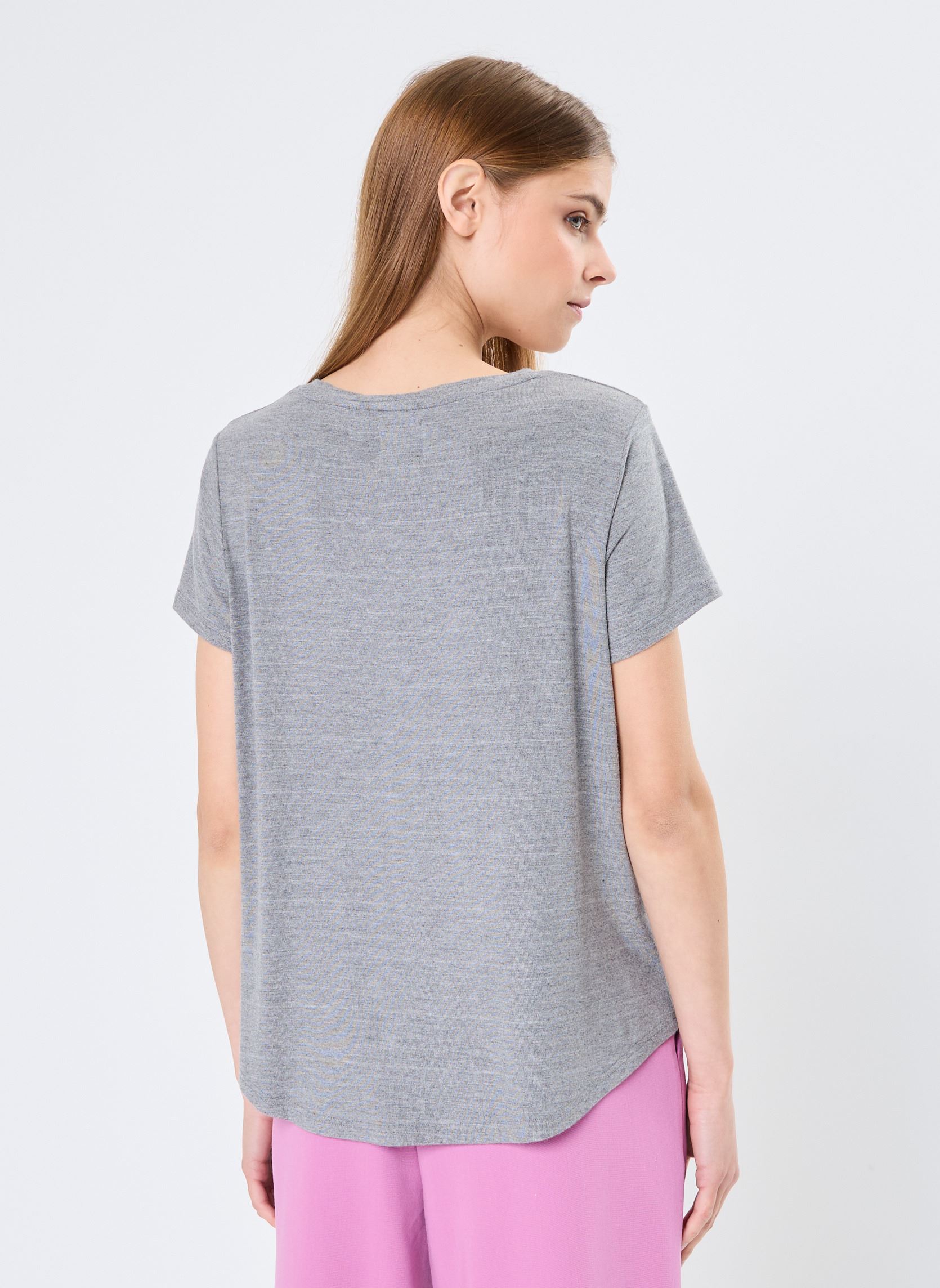 T-shirts met korte mouwen Young Ladies Knitted Tee EL1002CN dames grijs Lili Sidonio T-shirts met korte mouwen Young Ladies Knitted Tee EL1002CN dames grijs ASH GREY