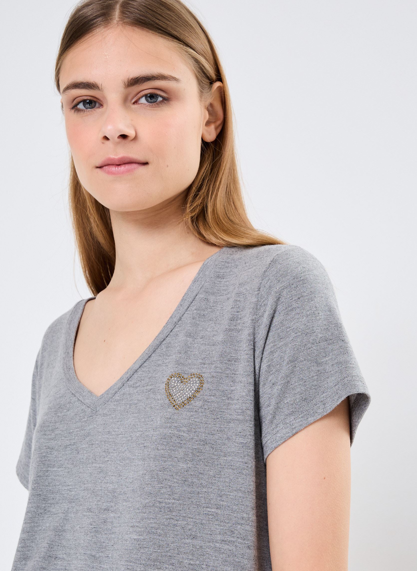 T-shirts met korte mouwen Young Ladies Knitted Tee EL1002CN dames grijs Lili Sidonio T-shirts met korte mouwen Young Ladies Knitted Tee EL1002CN dames grijs ASH GREY