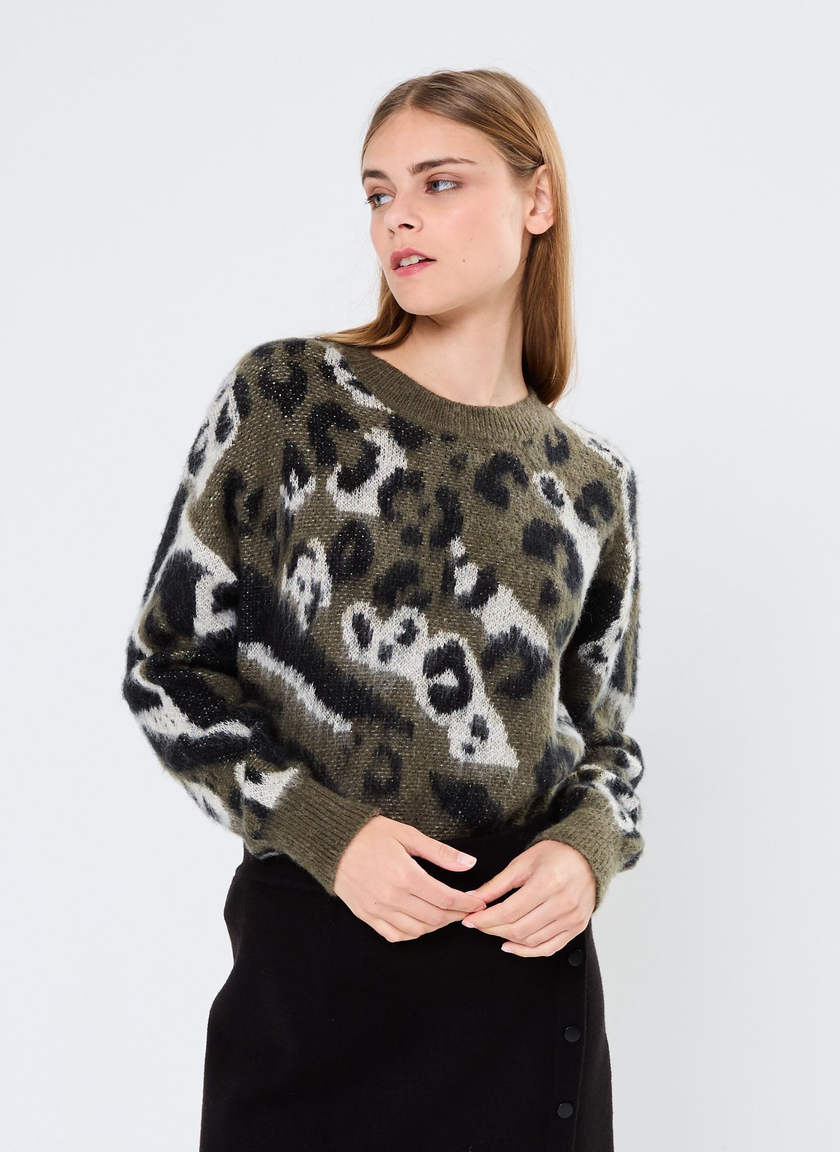 Pulls Young Ladies Knitted Animal print Sweate femme multicolore Lili Sidonio Pulls Young Ladies Knitted Animal print Sweate femme multicolore KHAKI