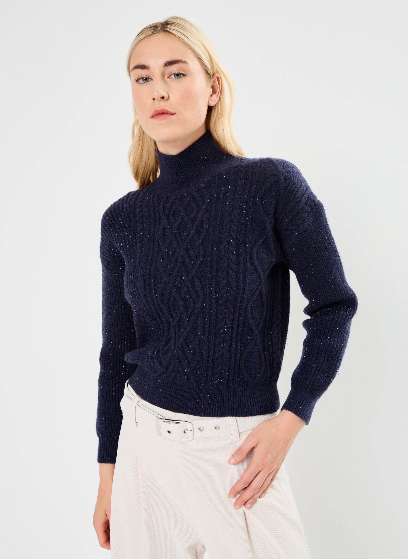 Truien Young Ladies Knitted Sweater LAL512CH dames blauw Lili Sidonio Truien Young Ladies Knitted Sweater LAL512CH dames blauw NAVY BLUE