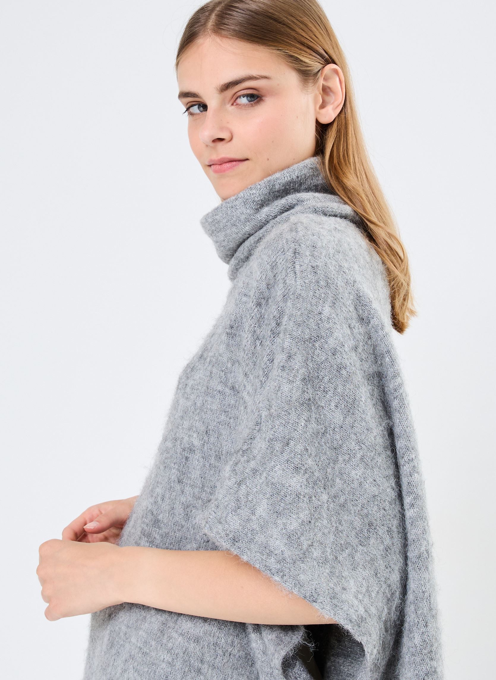 Pullover Young Ladies Knitted Poncho damen grau Lili Sidonio Pullover Young Ladies Knitted Poncho damen grau ASH DARK GREY