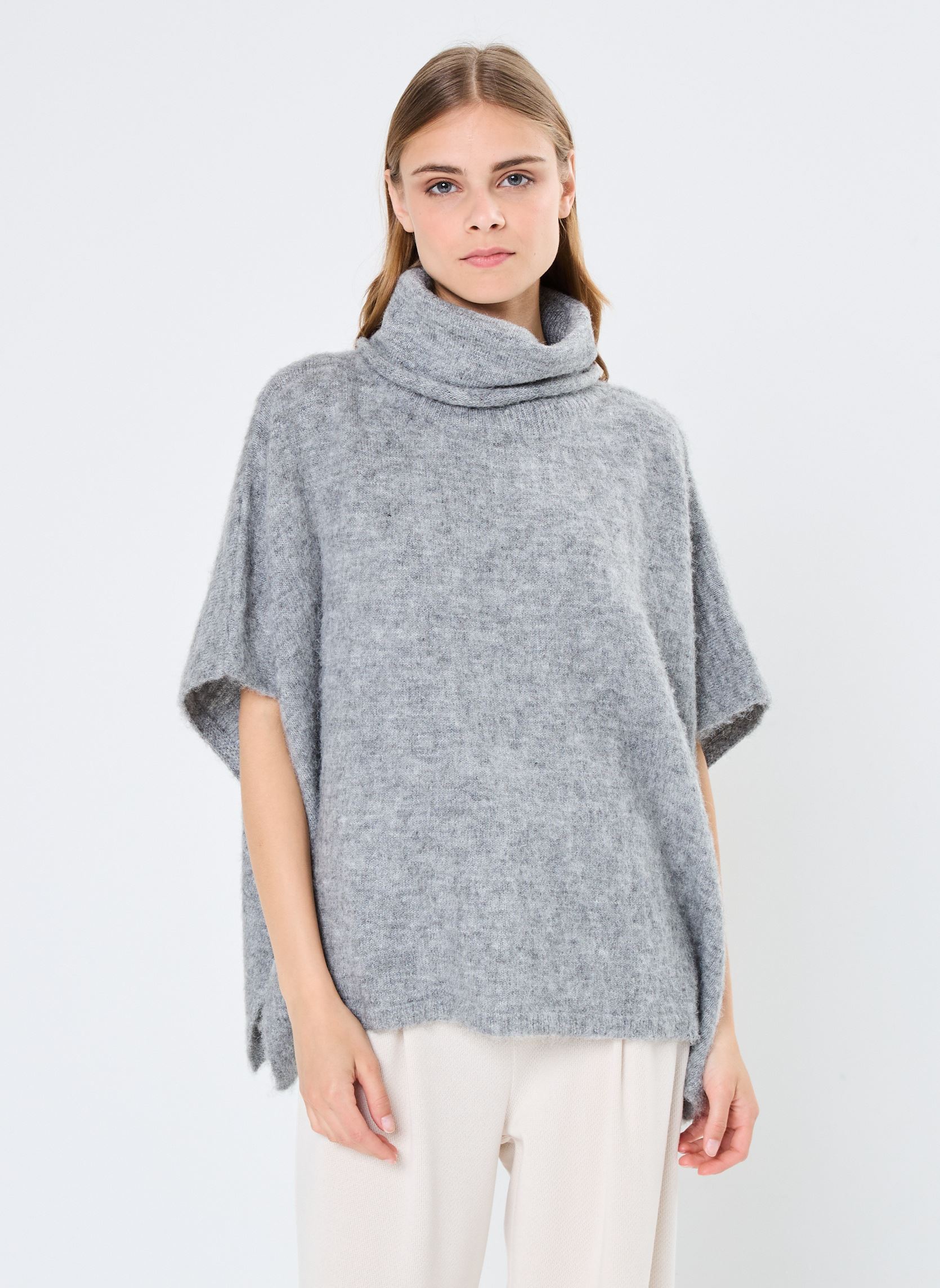 Poncho Plaid à Capuche Ultra Doux Gris Anthracite Intérieur