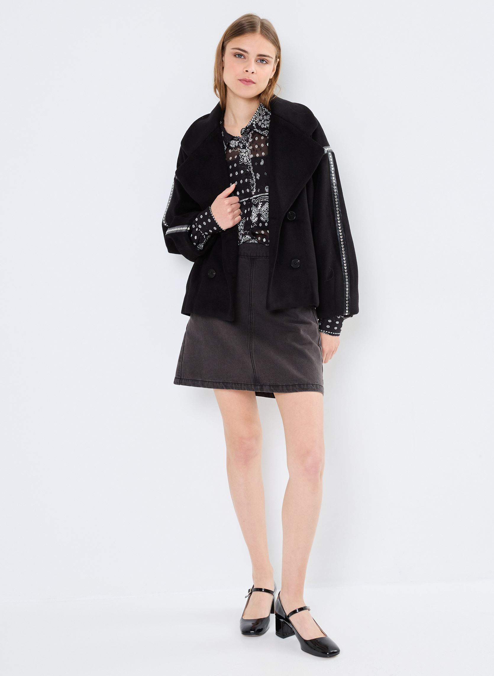 Manteaux Young Ladies Woven Coat PL264CH femme noir Lili Sidonio Manteaux Young Ladies Woven Coat PL264CH femme noir BLACK