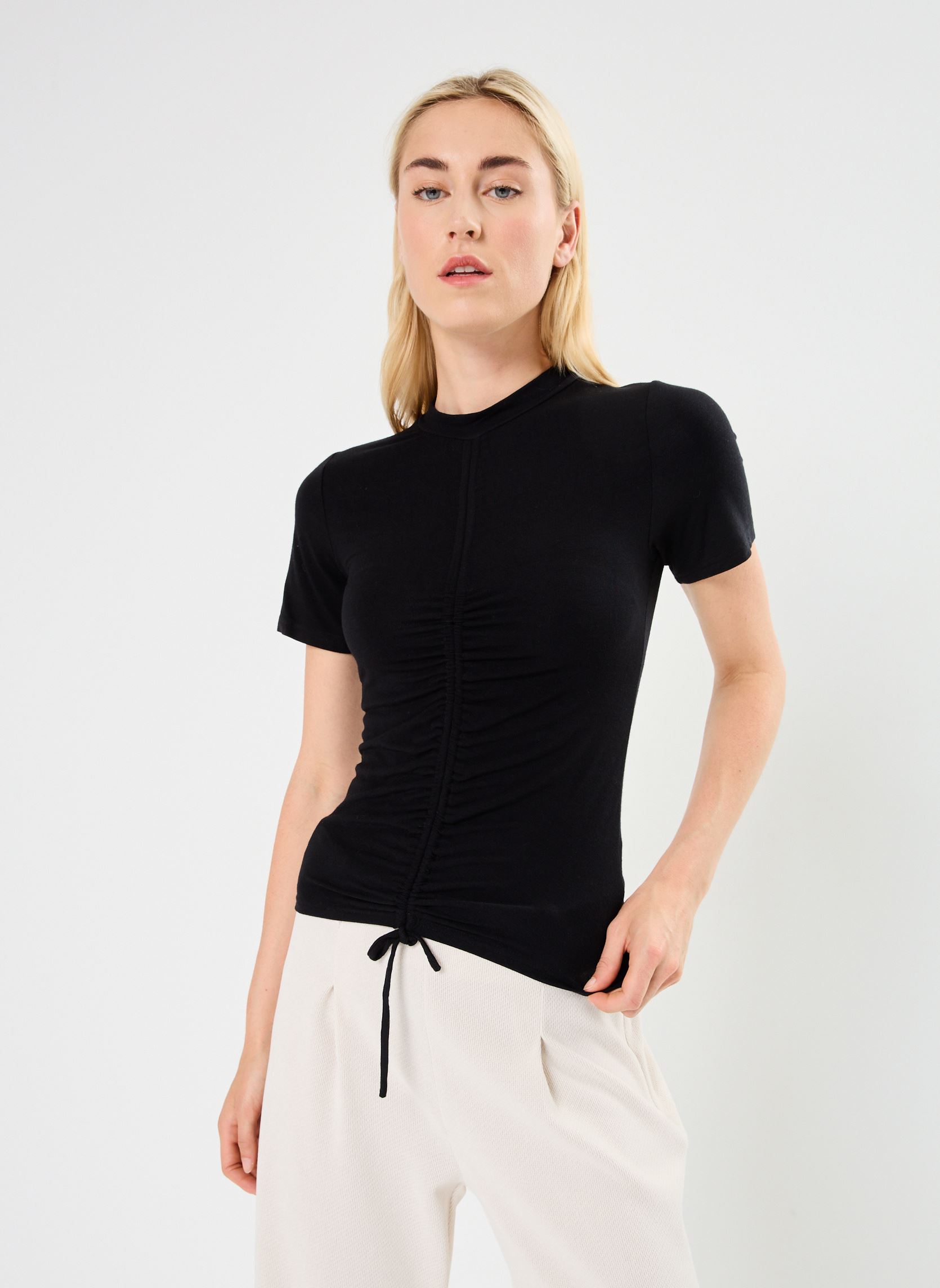 Kurzarm-T-Shirts Young Ladies Knitted Tee TLS130CN damen schwarz Lili Sidonio Kurzarm-T-Shirts Young Ladies Knitted Tee TLS130CN damen schwarz BLACK