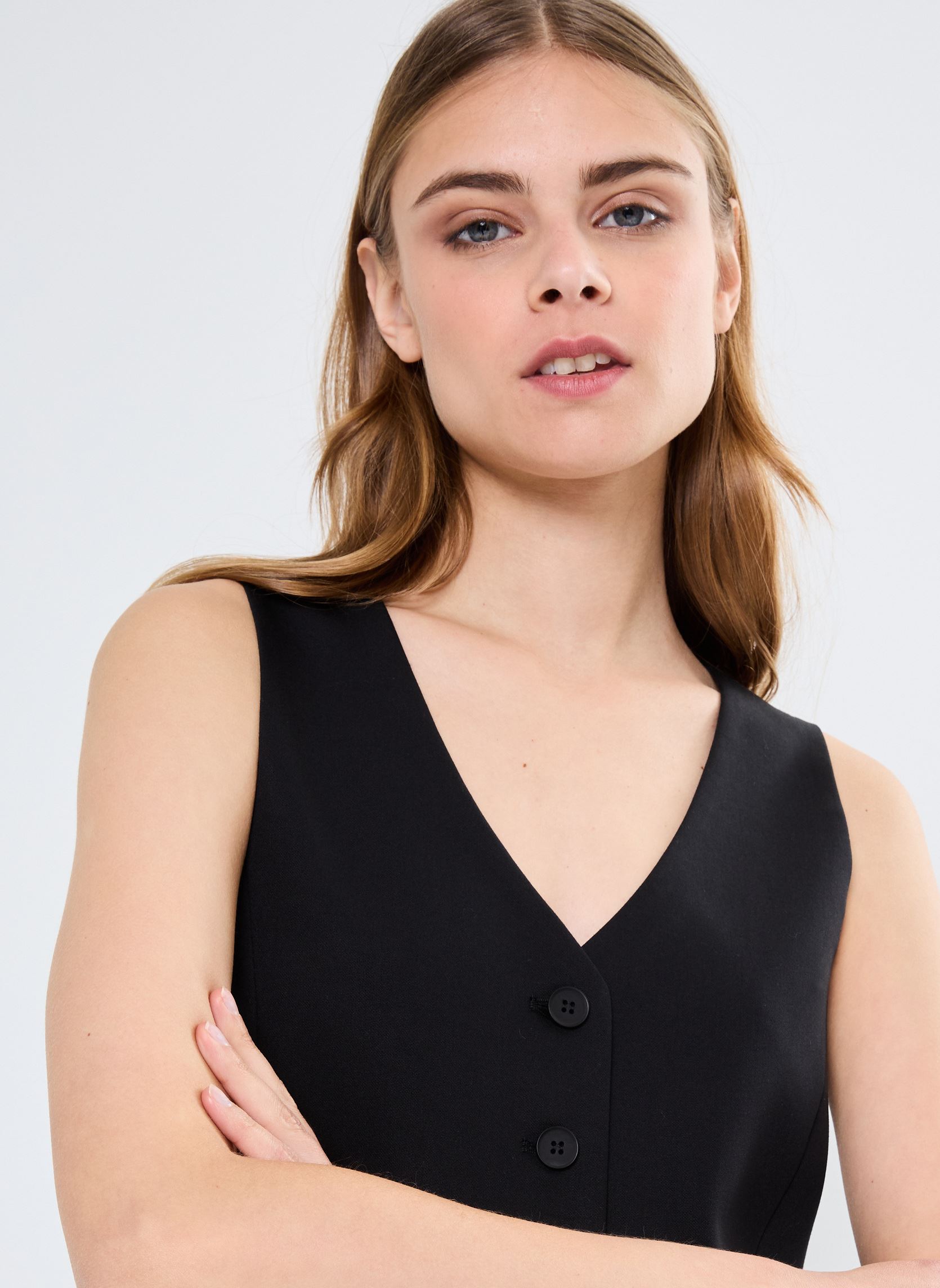 Gilets Young Ladies Woven Sleeveless Jacket TLS femme noir Lili Sidonio Gilets Young Ladies Woven Sleeveless Jacket TLS femme noir BLACK