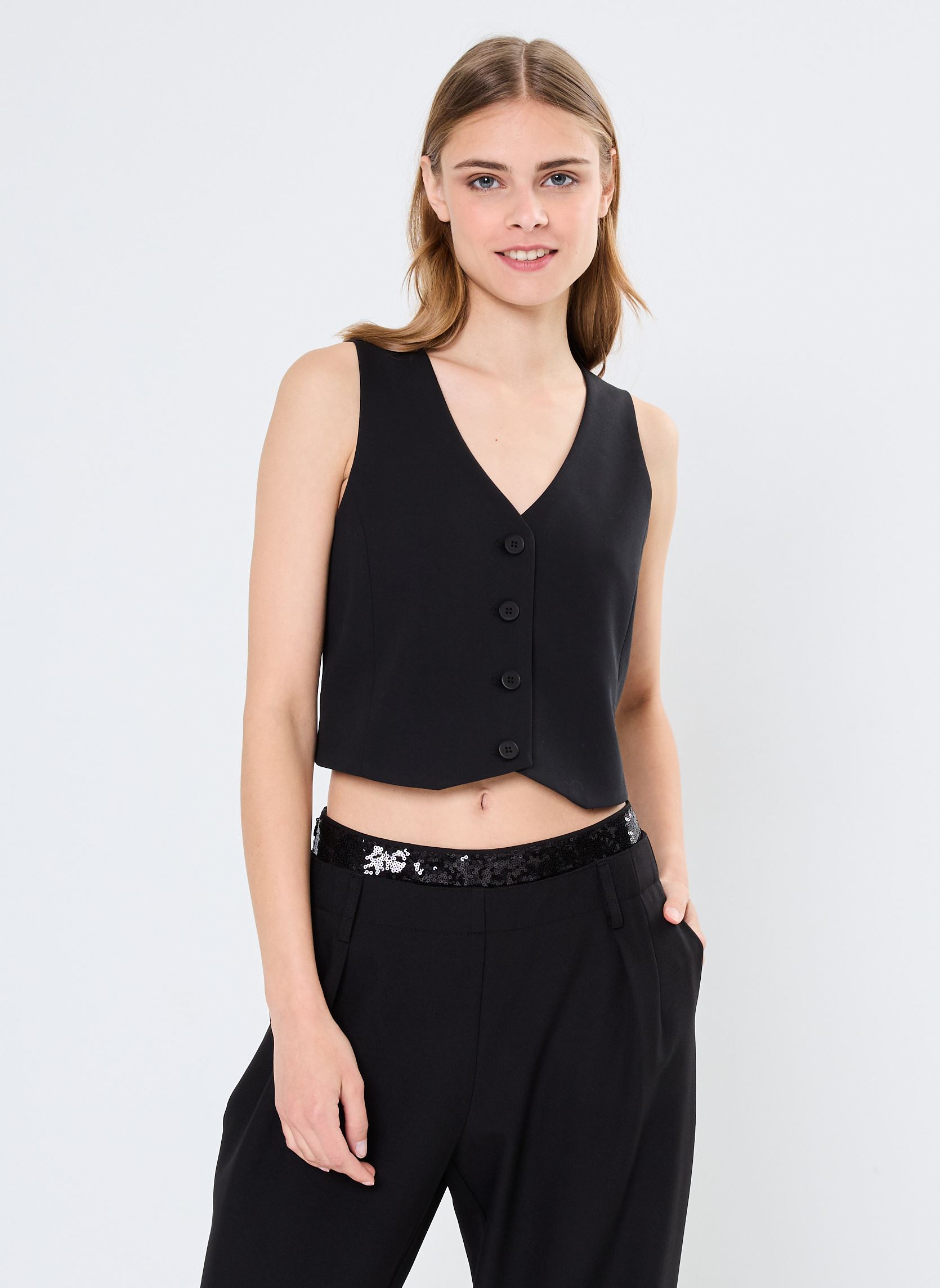 Gilets Young Ladies Woven Sleeveless Jacket TLS femme noir Lili Sidonio Gilets Young Ladies Woven Sleeveless Jacket TLS femme noir BLACK