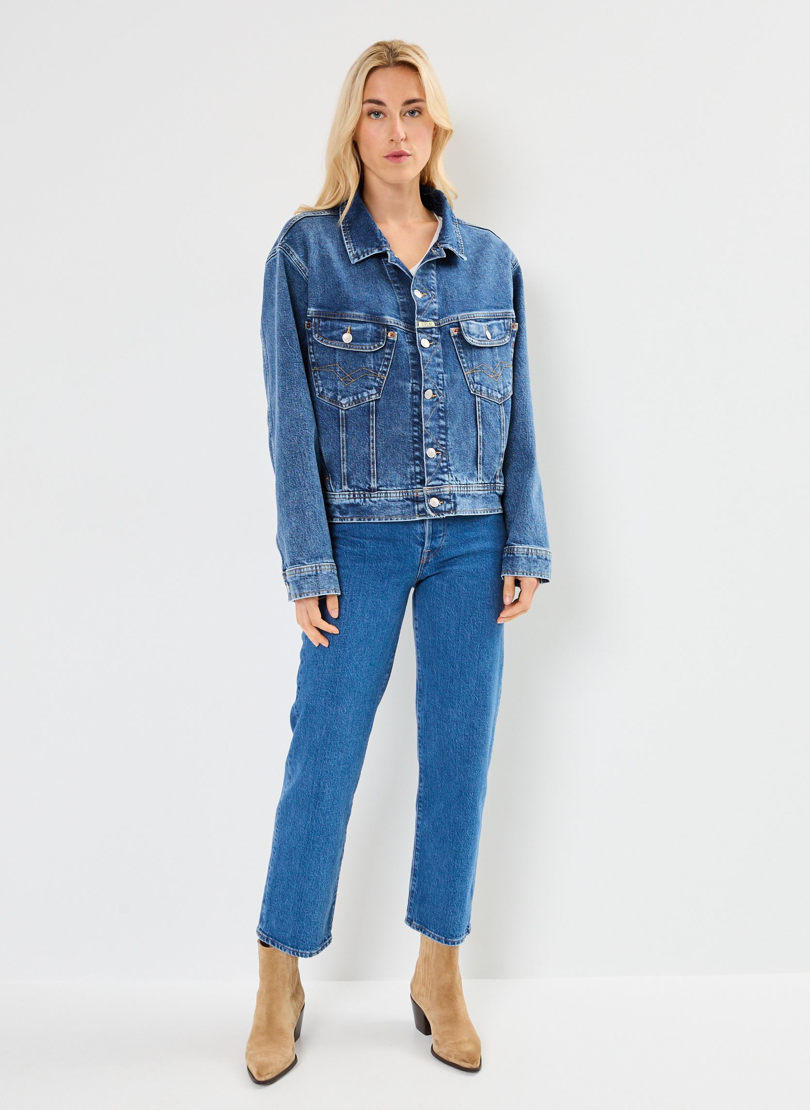Jeansjacken Veste Jean blau Replay Jeansjacken Veste Jean blau MEDIUM BLUE