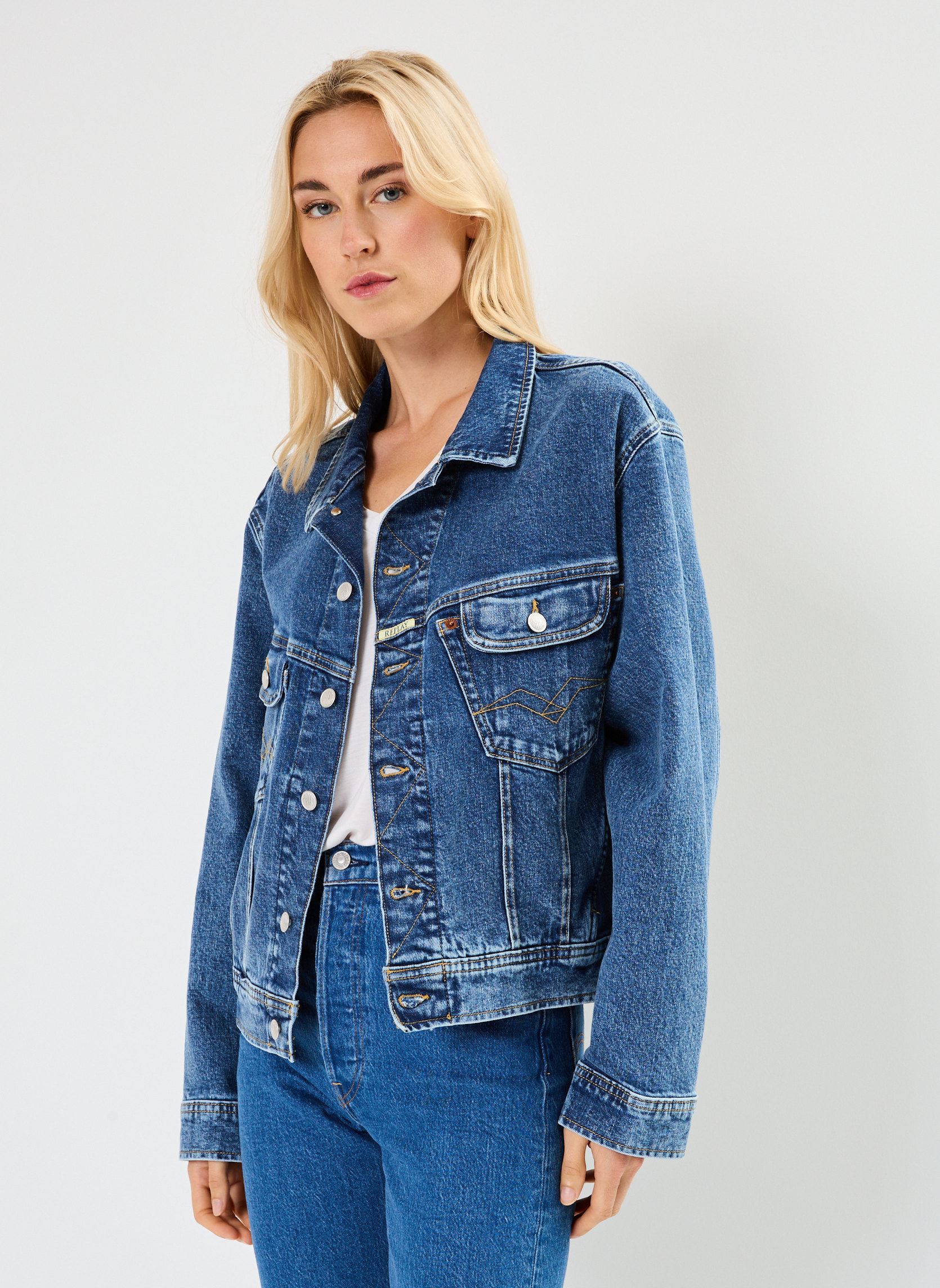 Jeansjacken Veste Jean blau Replay Jeansjacken Veste Jean blau MEDIUM BLUE