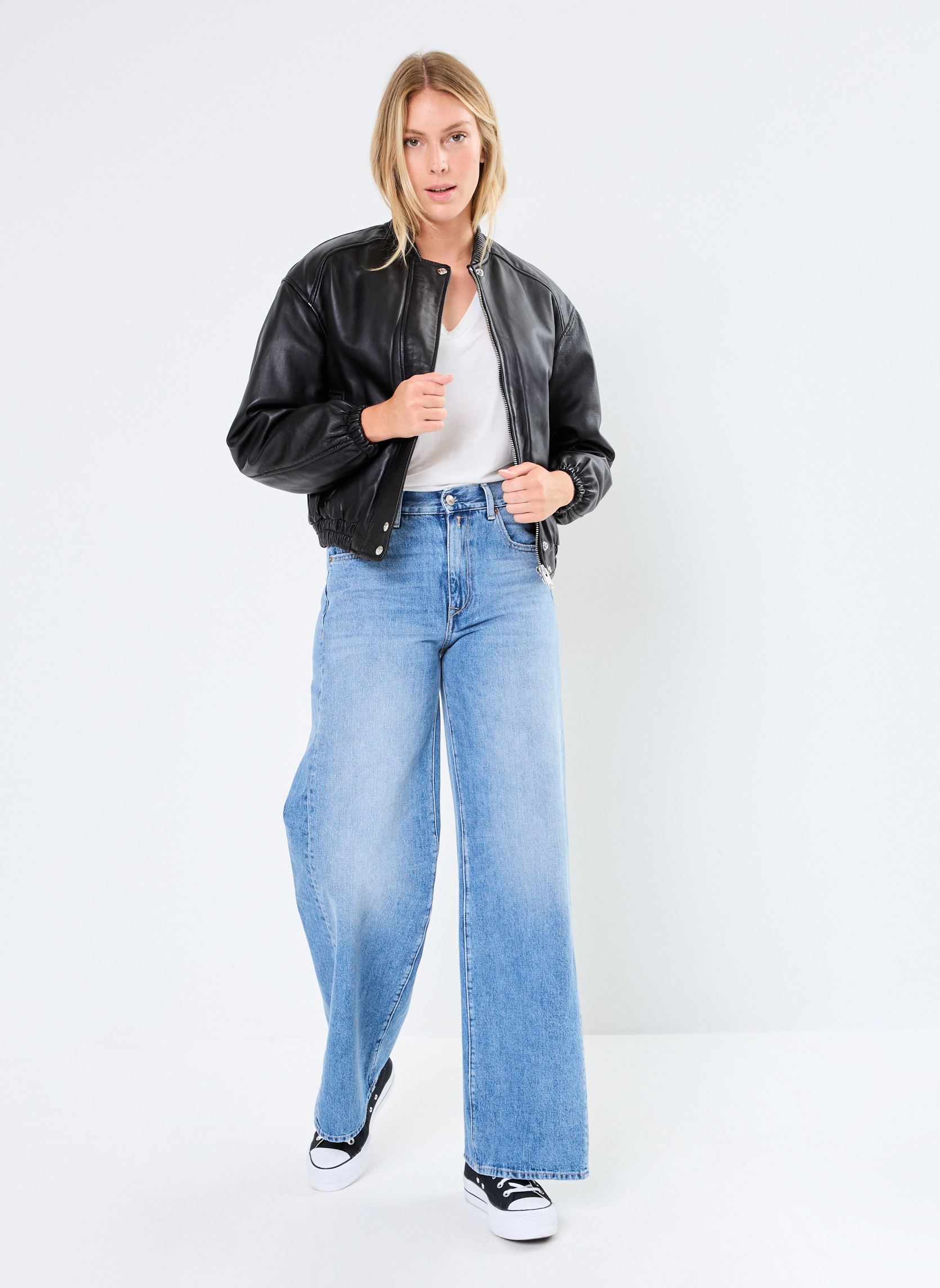 Wijde jeans / Flared Jeans Amelye Jean Large dames blauw Replay Wijde jeans / Flared Jeans Amelye Jean Large dames blauw MEDIUM BLUE