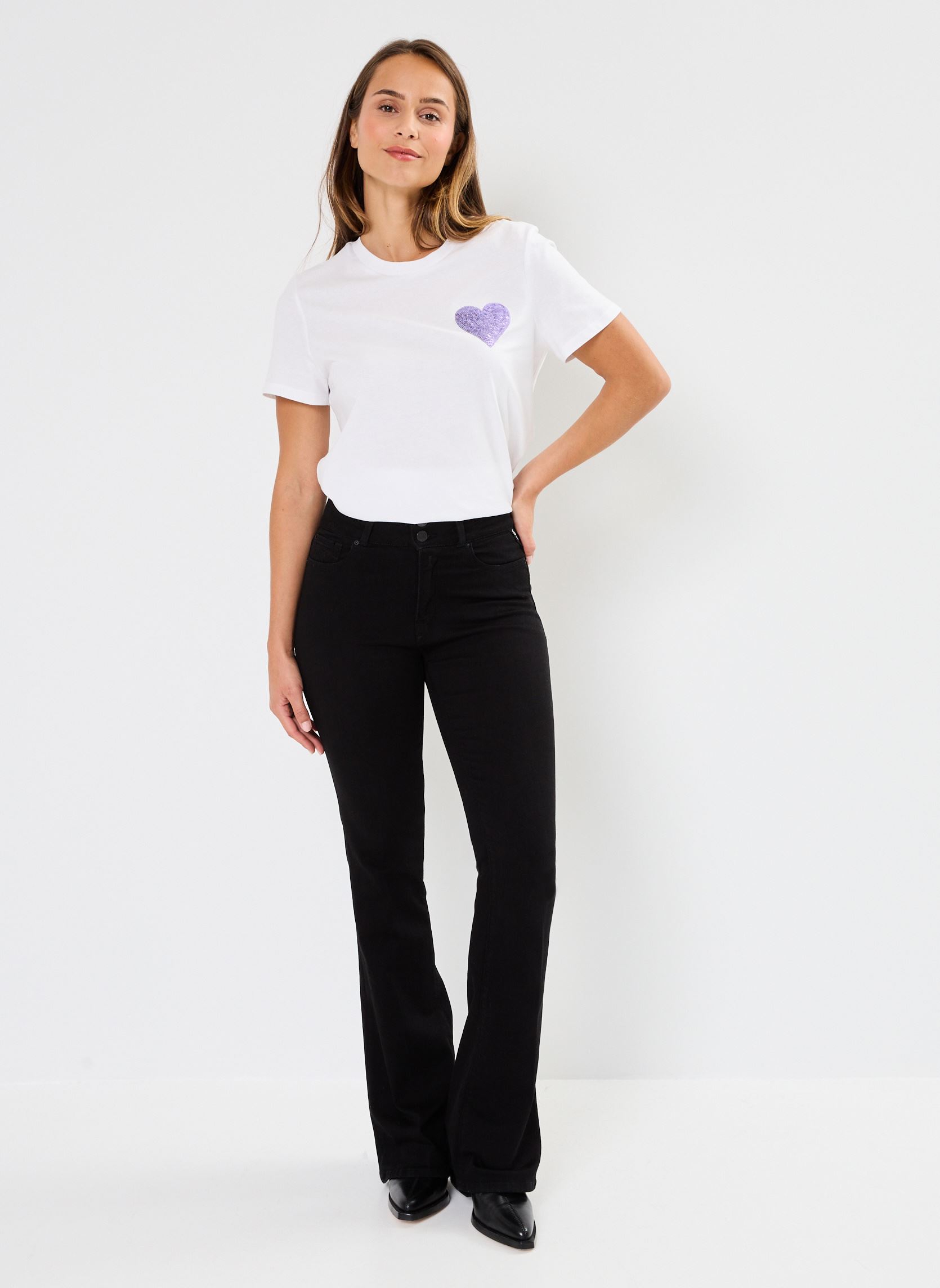 Vaqueros de corte holgado Nez Luz Flare mujer negro Replay Vaqueros de corte holgado Nez Luz Flare mujer negro BLACK