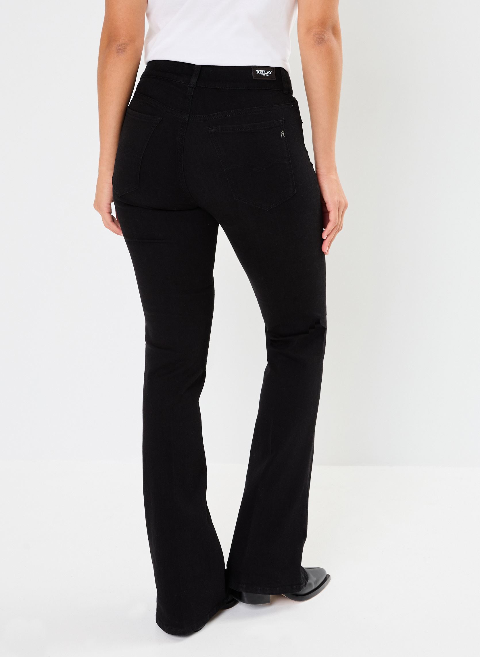 Vaqueros de corte holgado Nez Luz Flare mujer negro Replay Vaqueros de corte holgado Nez Luz Flare mujer negro BLACK