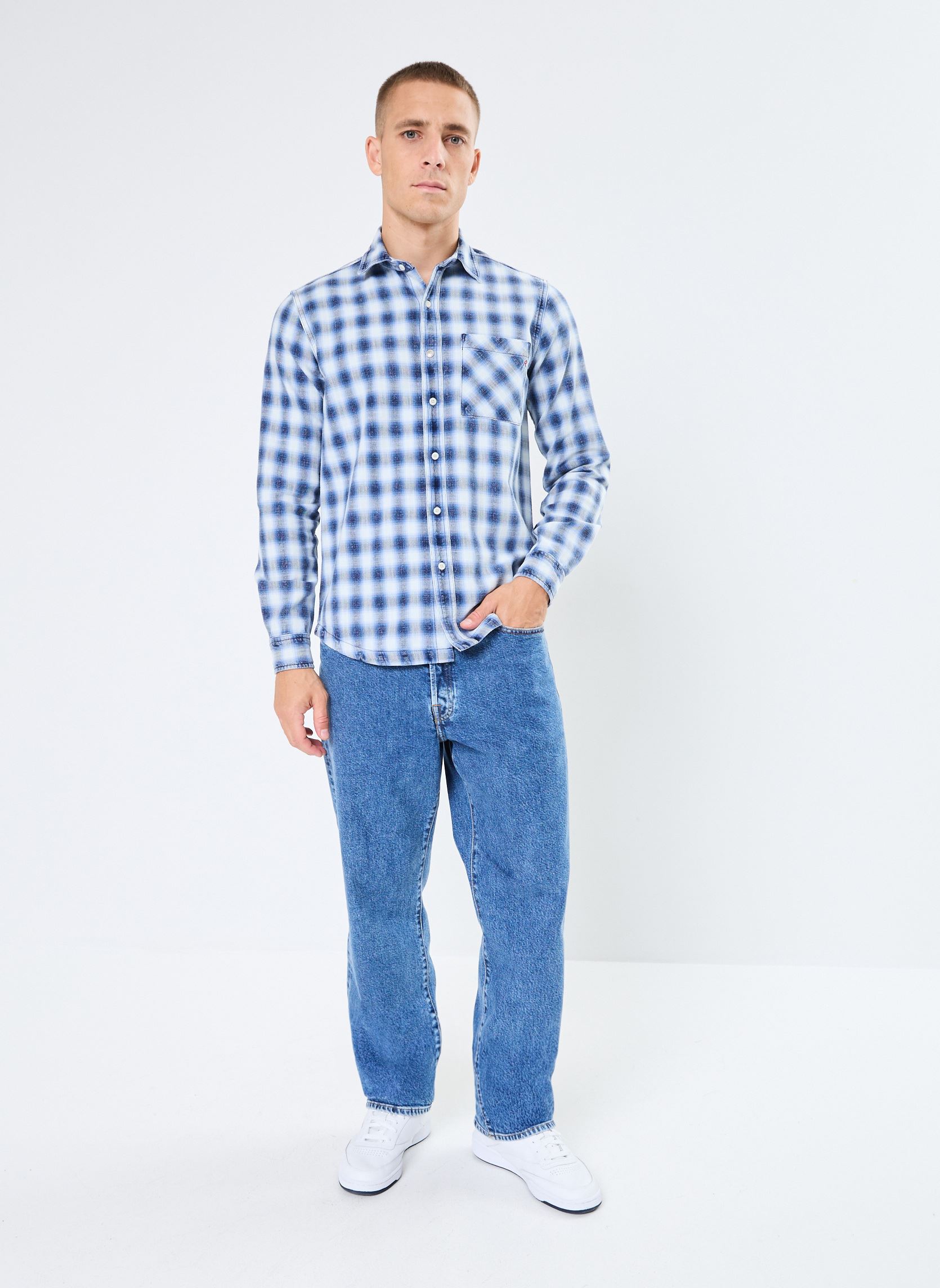 Hemden Chemise a carreaux herren mehrfarbig Replay Hemden Chemise a carreaux herren mehrfarbig IINDIGO/NATURAL WHITE/BLUE