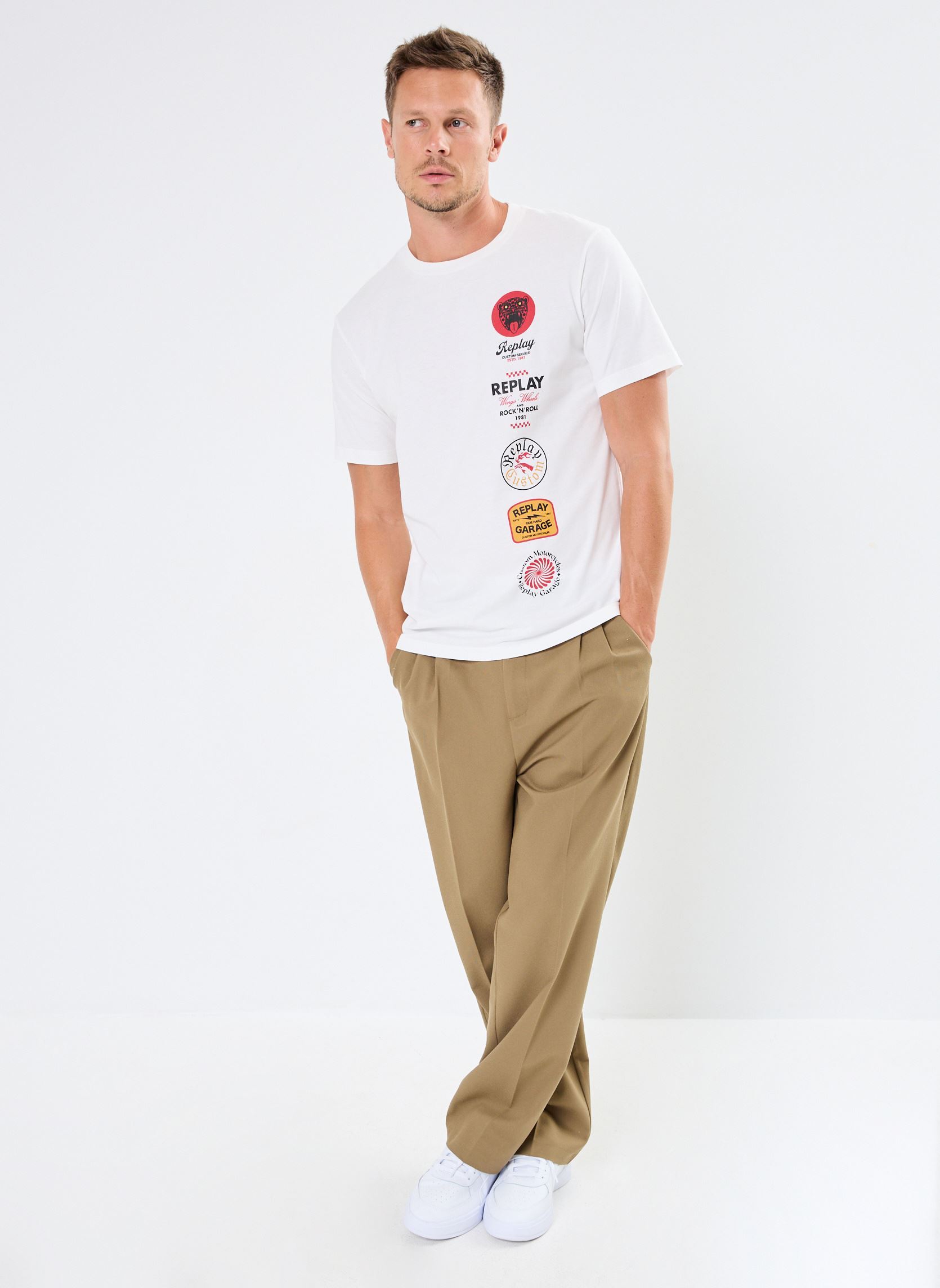 Tee-shirts manches courtes T-shirt Patches homme blanc Replay Tee-shirts manches courtes T-shirt Patches homme blanc NATURAL WHITE