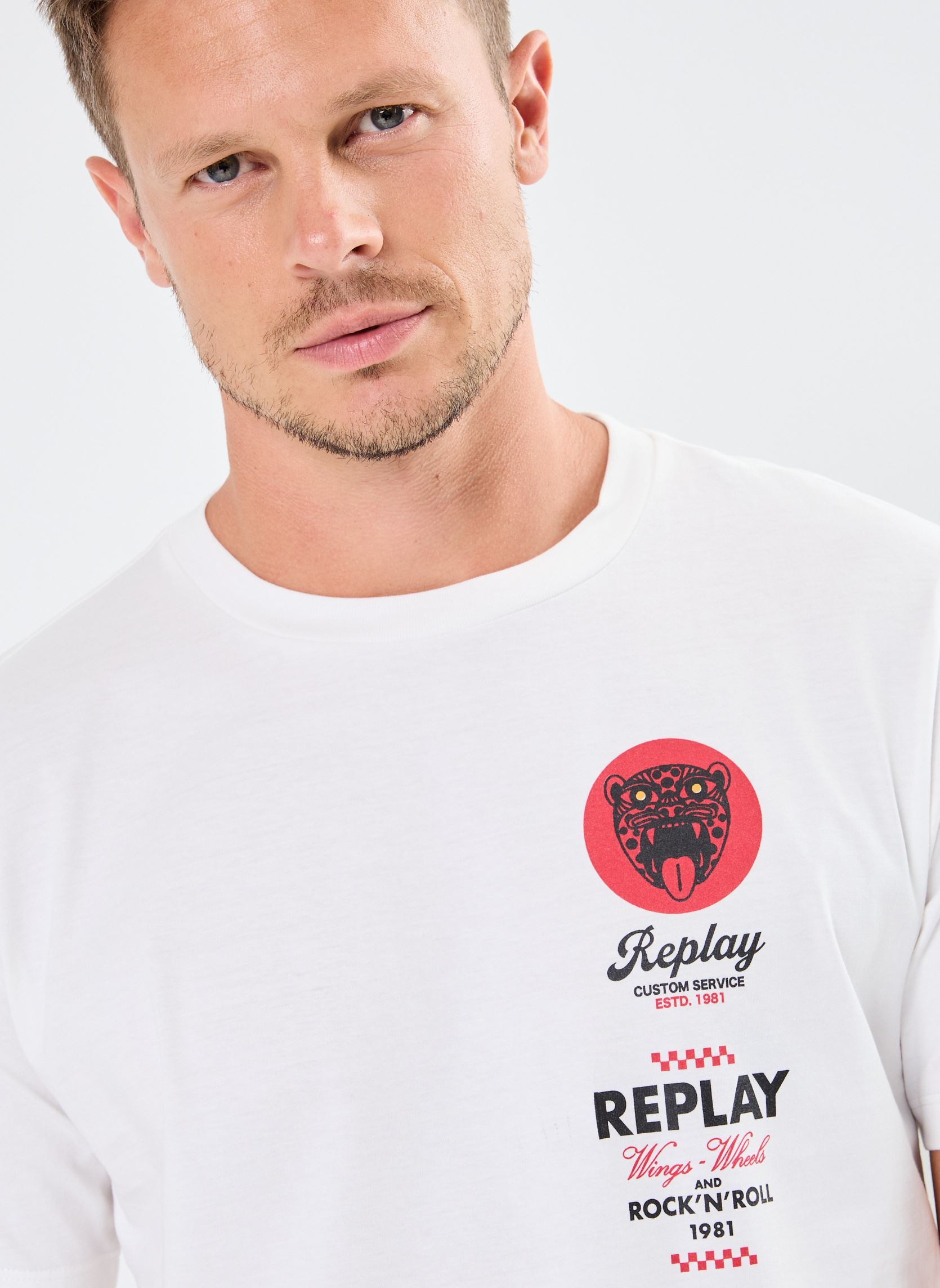Tee-shirts manches courtes T-shirt Patches homme blanc Replay Tee-shirts manches courtes T-shirt Patches homme blanc NATURAL WHITE