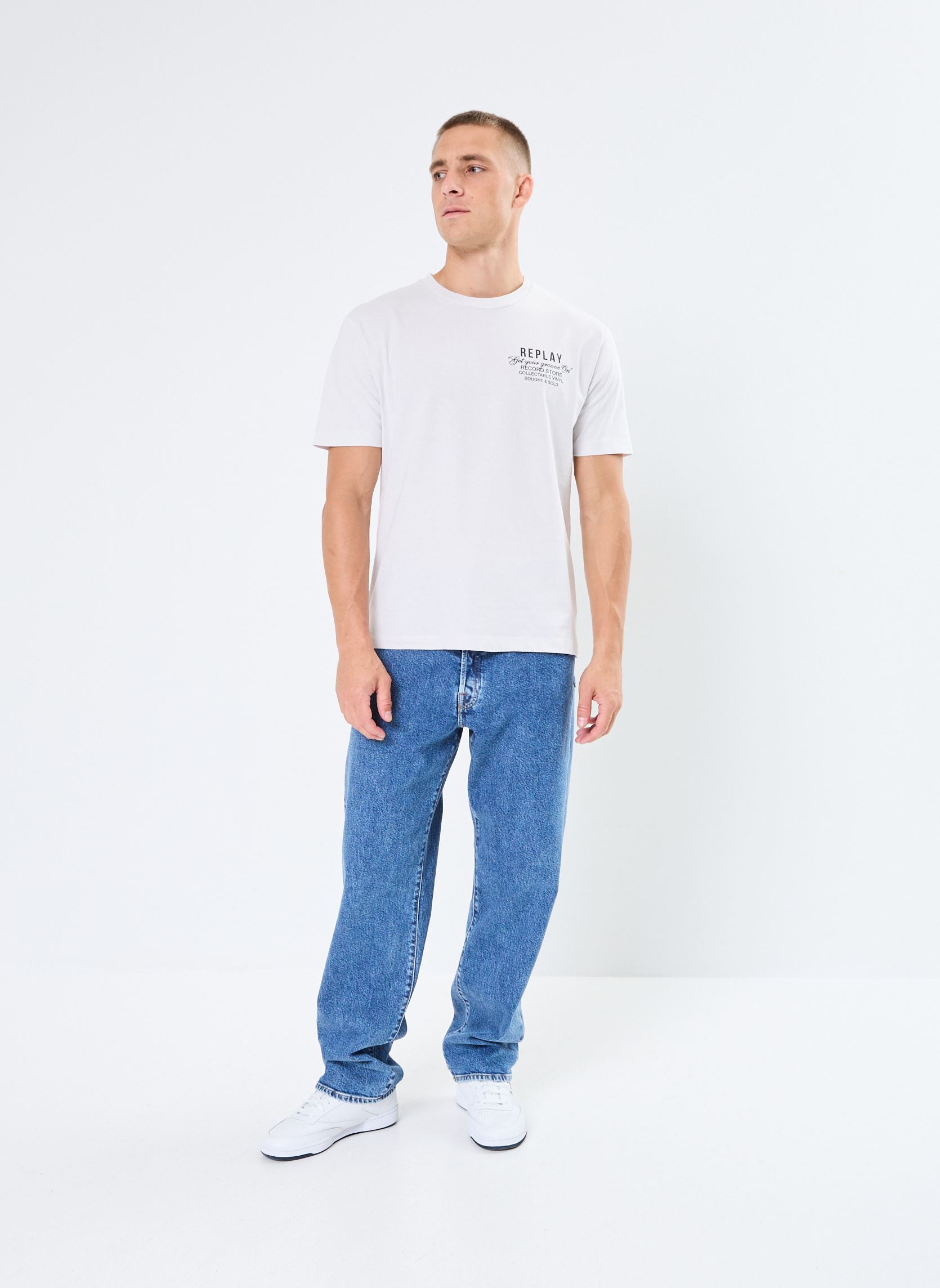Tee-shirts manches courtes T-shirt Gros logo homme blanc Replay Tee-shirts manches courtes T-shirt Gros logo homme blanc ARTIC GREY