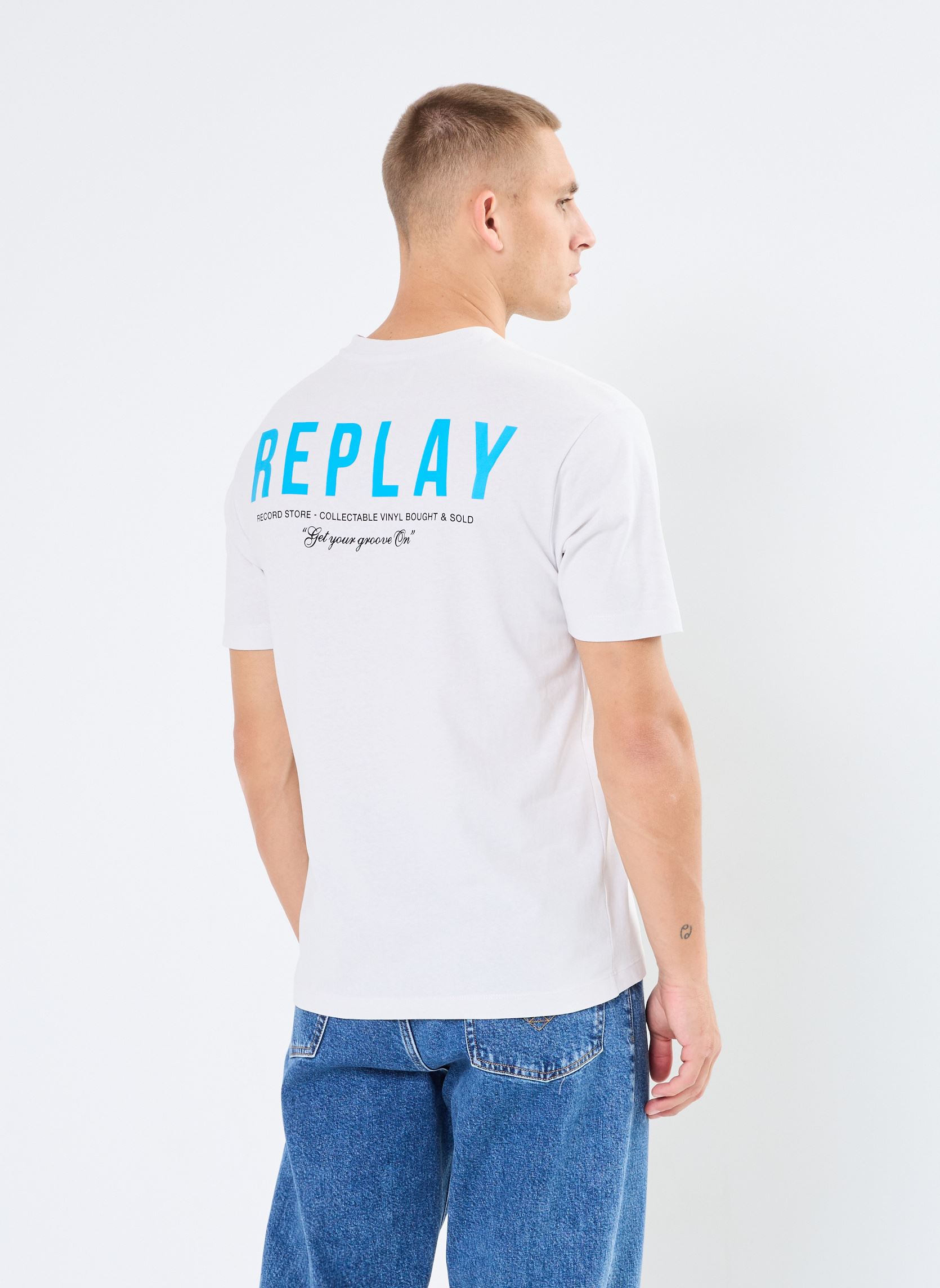 Tee-shirts manches courtes T-shirt Gros logo homme blanc Replay Tee-shirts manches courtes T-shirt Gros logo homme blanc ARTIC GREY
