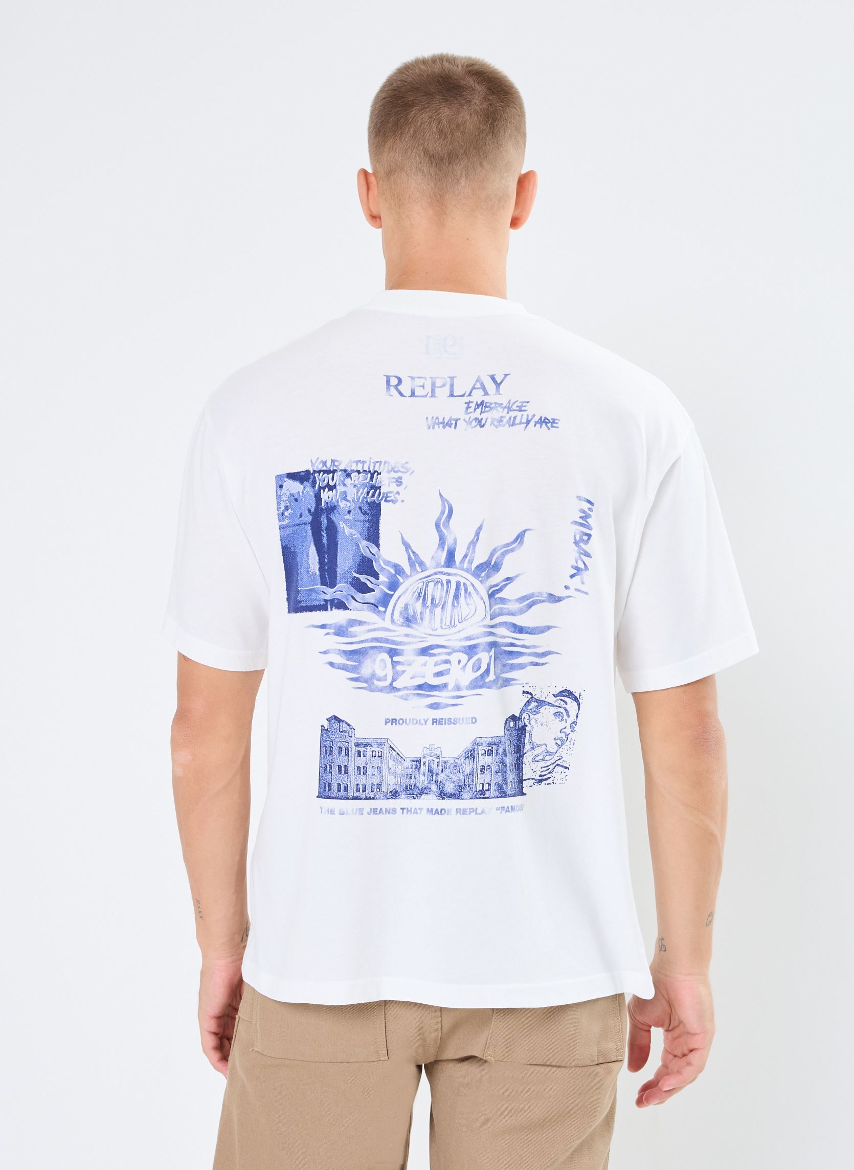 Tee-shirts manches courtes T-shirt homme blanc Replay Tee-shirts manches courtes T-shirt homme blanc OFF WHITE