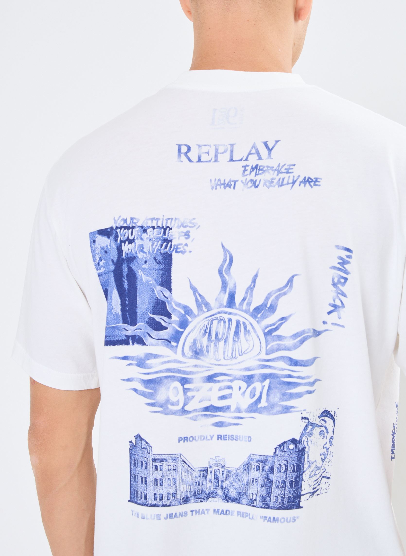 Tee-shirts manches courtes T-shirt homme blanc Replay Tee-shirts manches courtes T-shirt homme blanc OFF WHITE