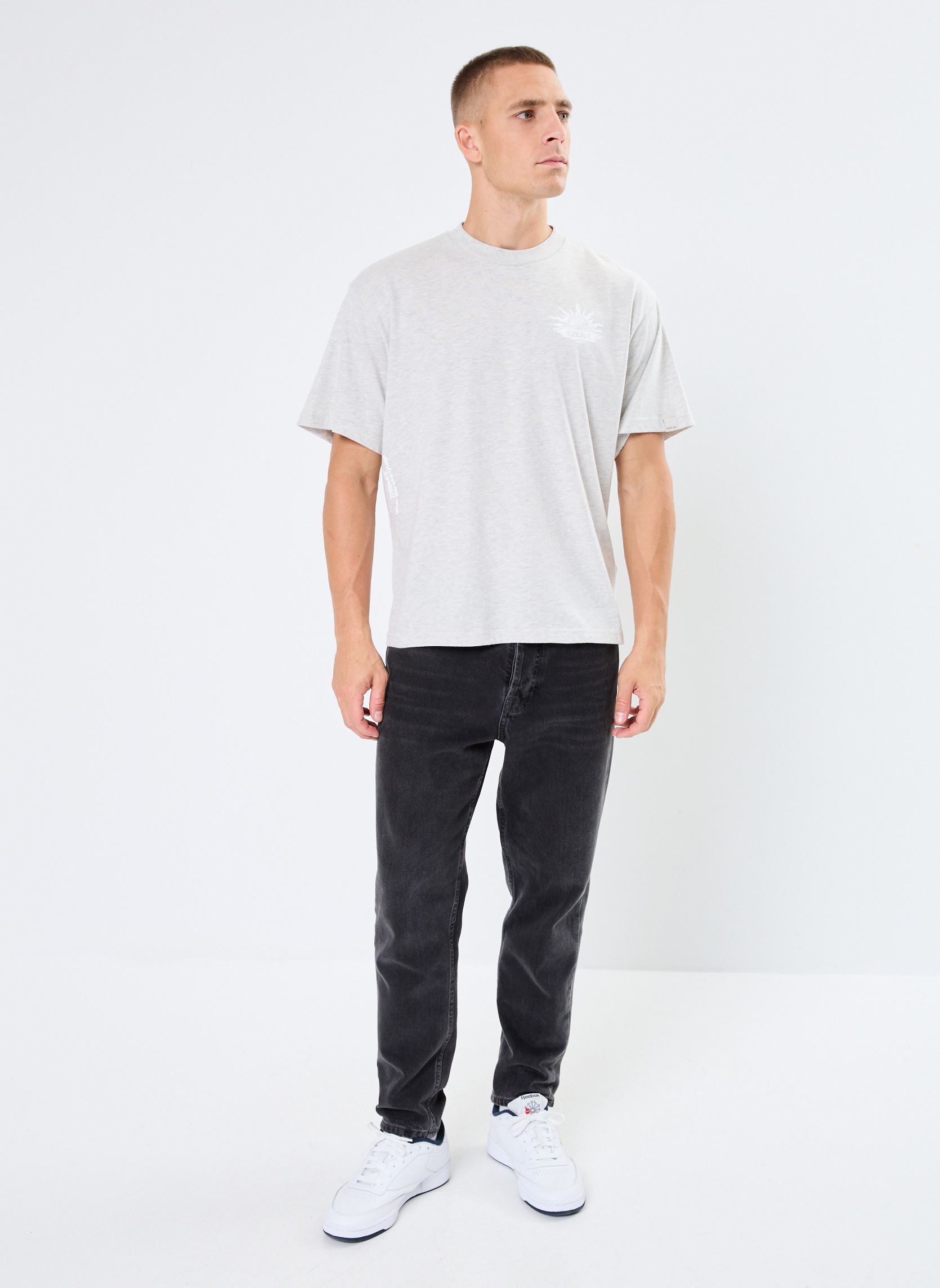 Tee-shirts manches courtes T-shirt homme gris Replay Tee-shirts manches courtes T-shirt homme gris ASH GREY MELANGE