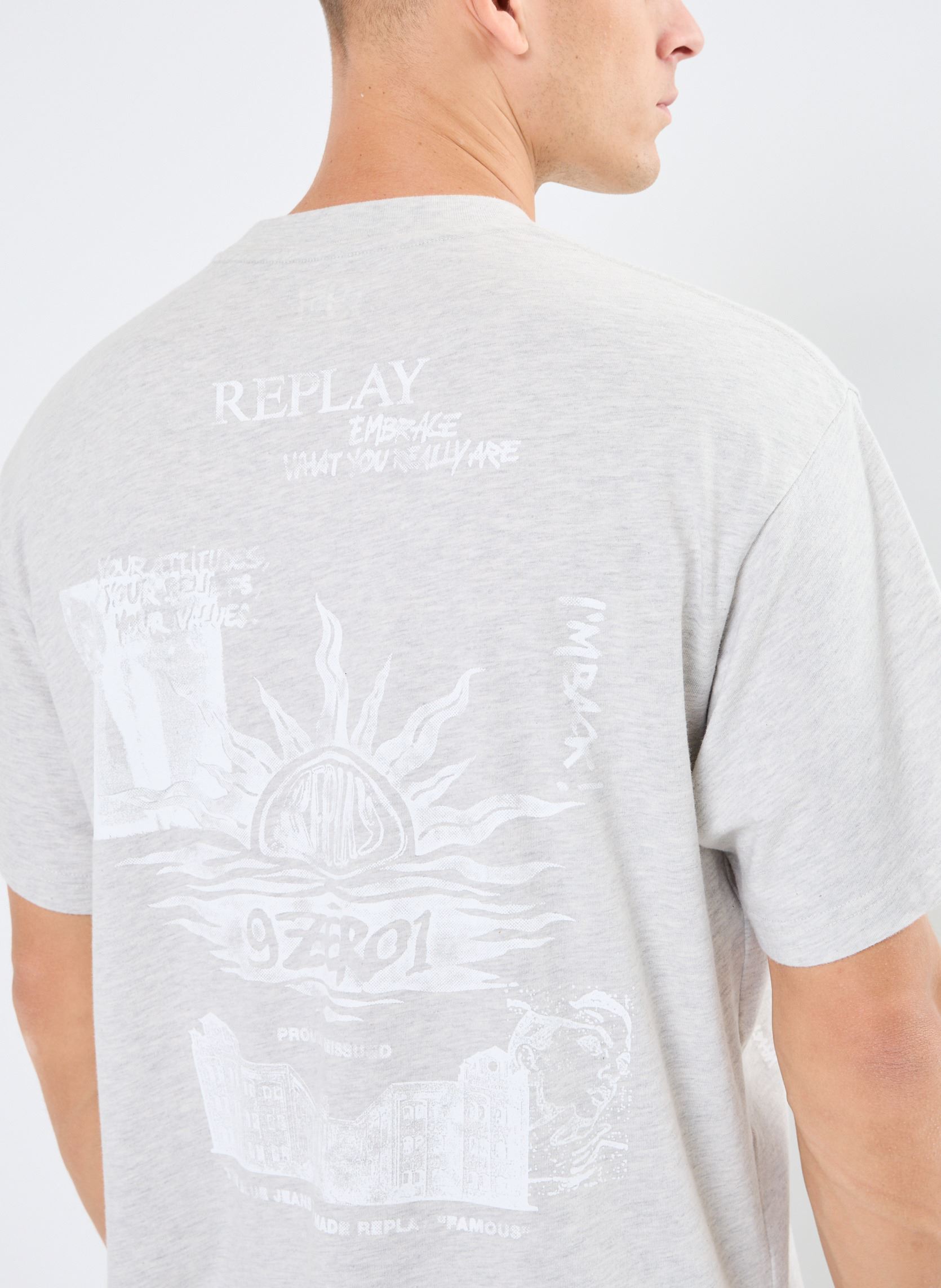 Tee-shirts manches courtes T-shirt homme gris Replay Tee-shirts manches courtes T-shirt homme gris ASH GREY MELANGE