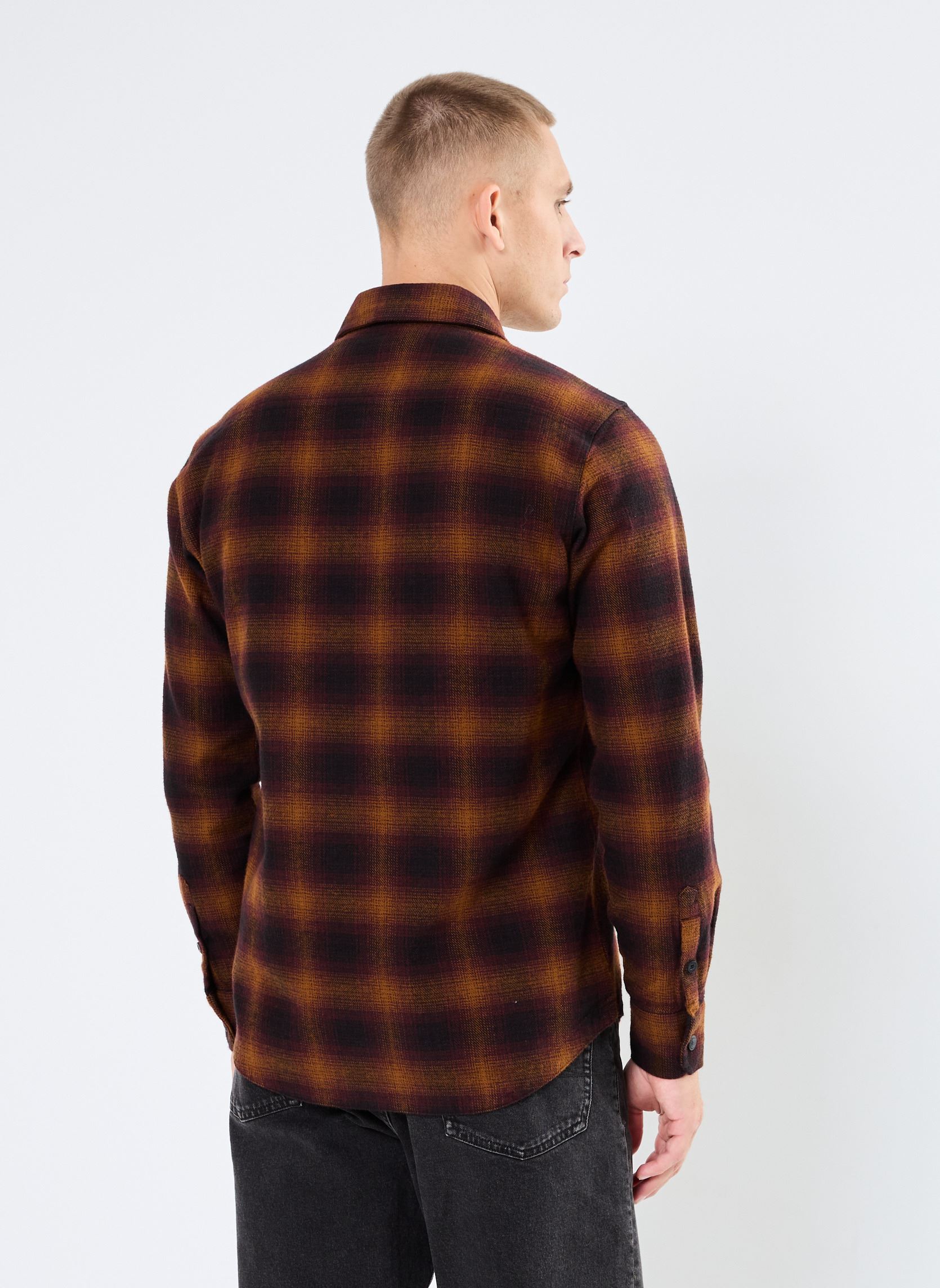 Camisas Chemise Carreau Flannel hombre negro Replay Camisas Chemise Carreau Flannel hombre negro BLACK/TOBACCO/BURGUNDY