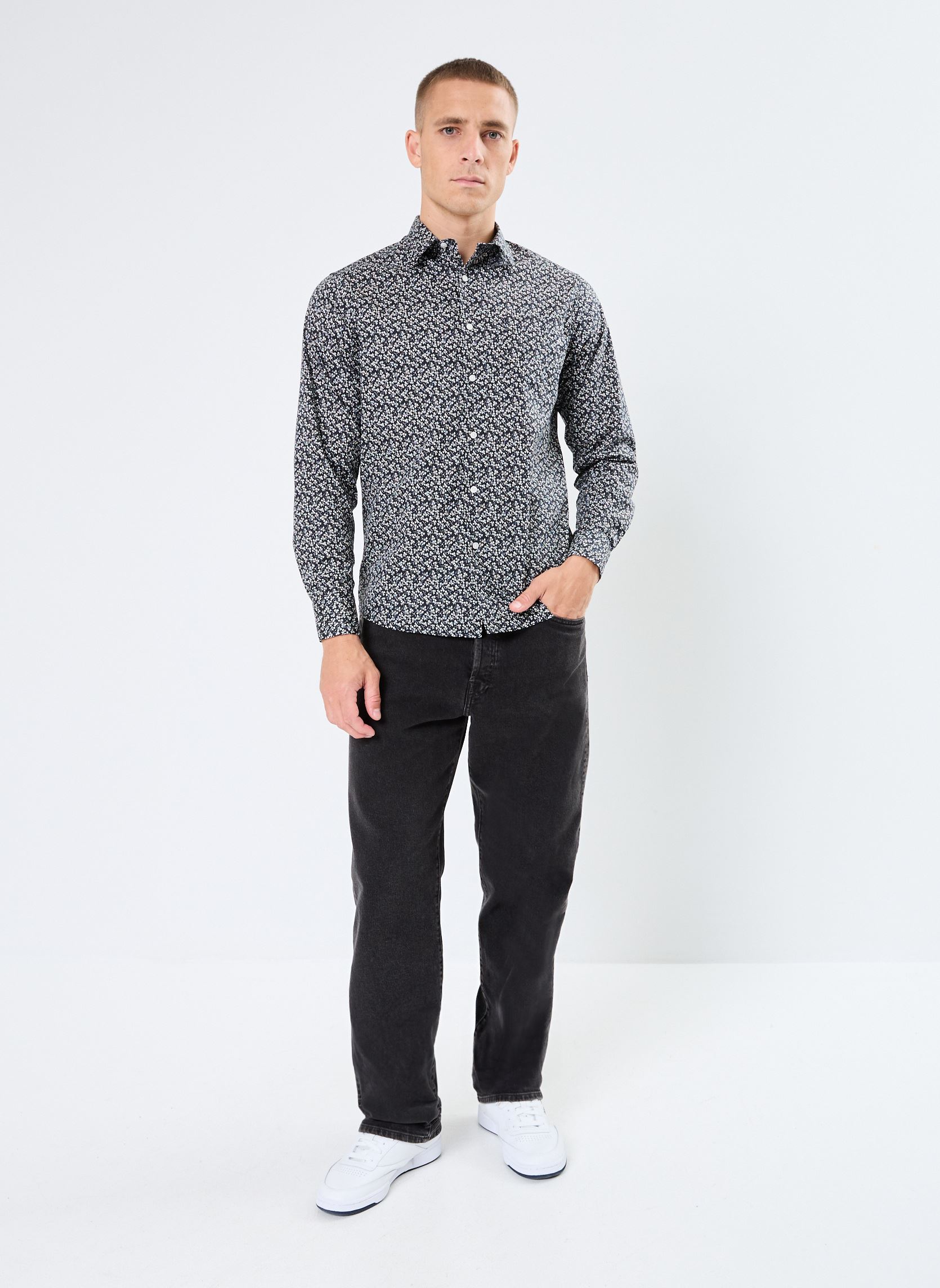 Chemises Chemise Imprime fleurs homme noir Replay Chemises Chemise Imprime fleurs homme noir BLACKBOARD/NATURAL WHITE