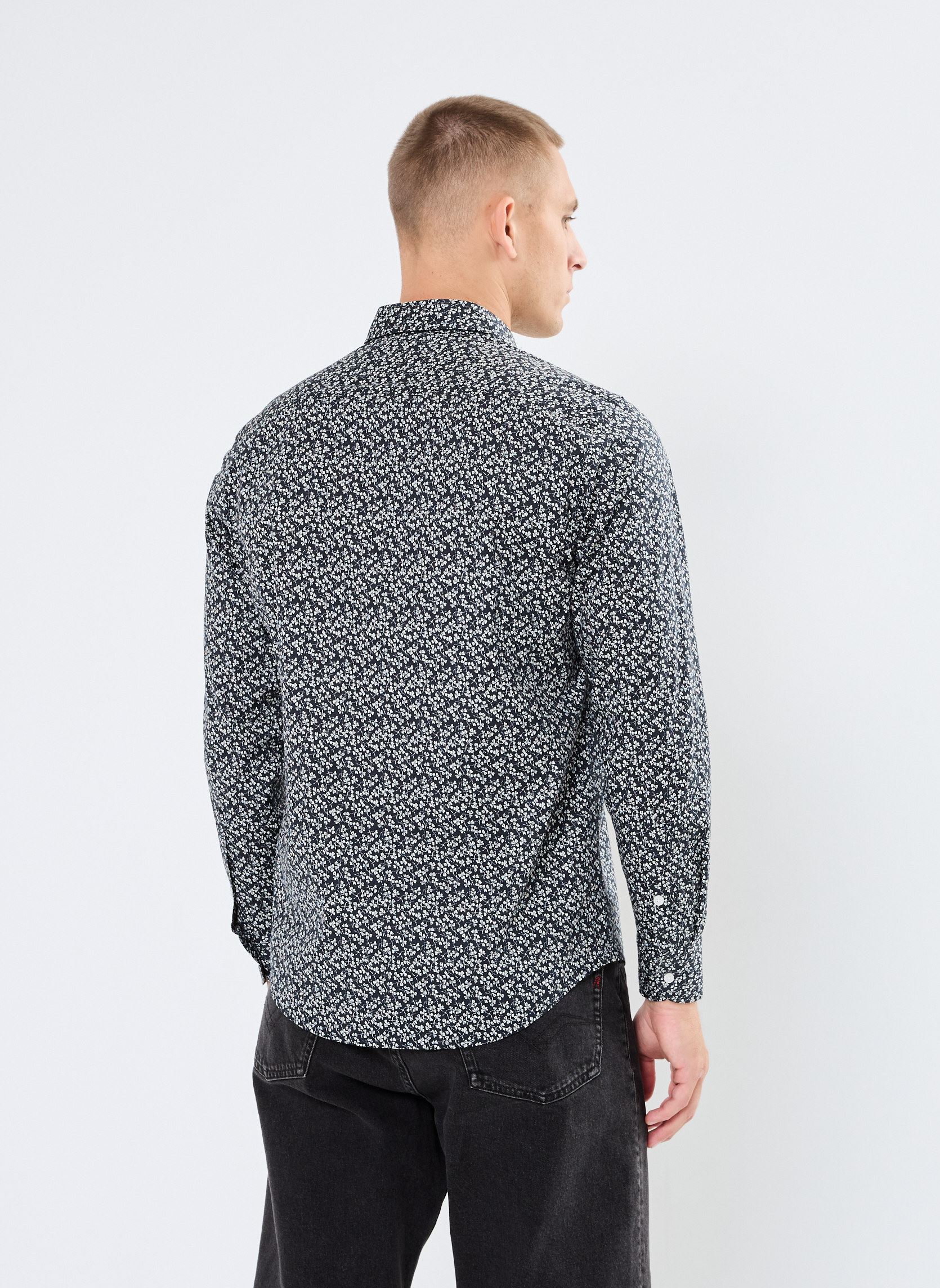 Chemises Chemise Imprime fleurs homme noir Replay Chemises Chemise Imprime fleurs homme noir BLACKBOARD/NATURAL WHITE