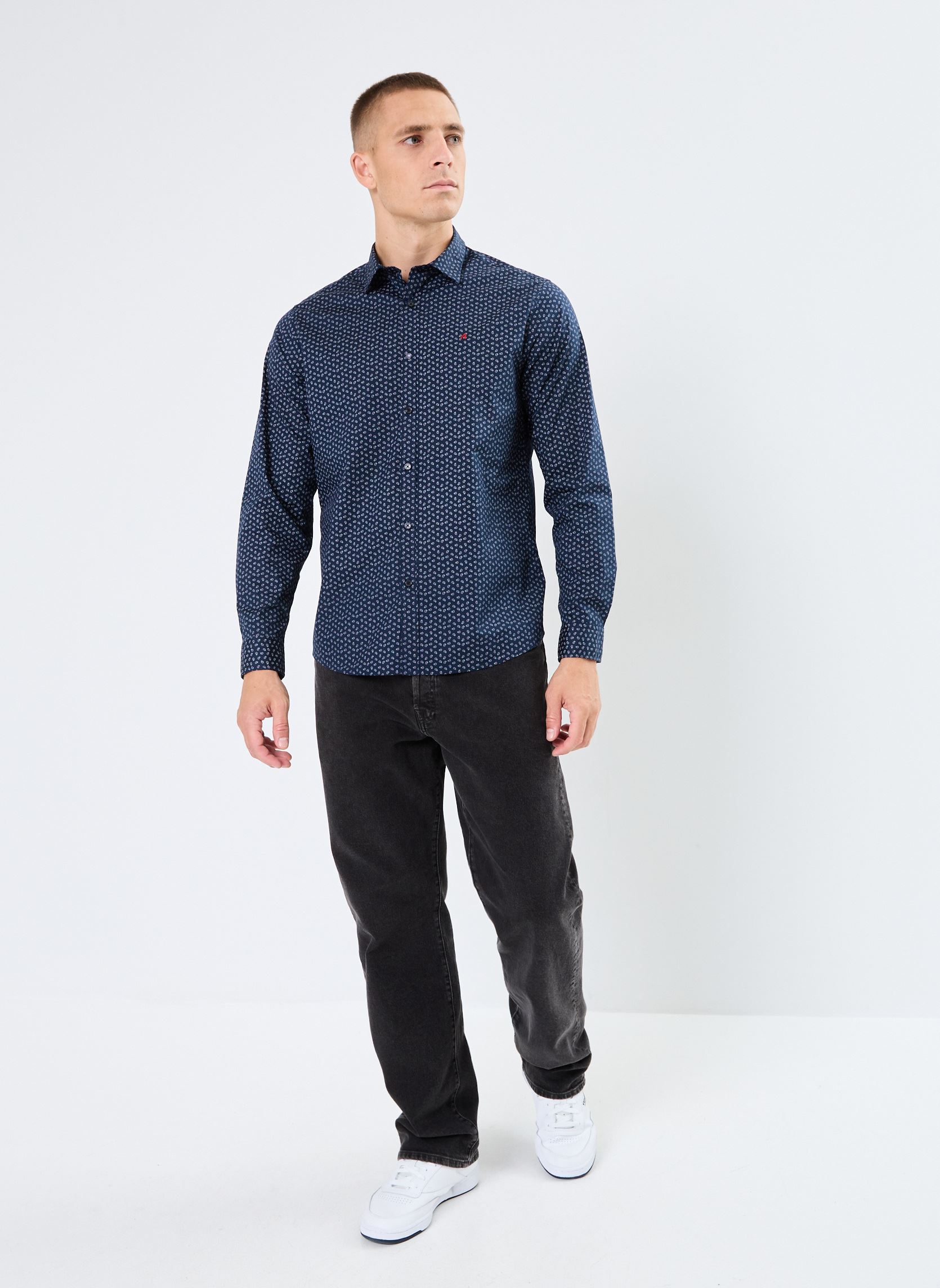 Hemden Chemise Micro imprimé herren blau Replay Hemden Chemise Micro imprimé herren blau DARK BLUE