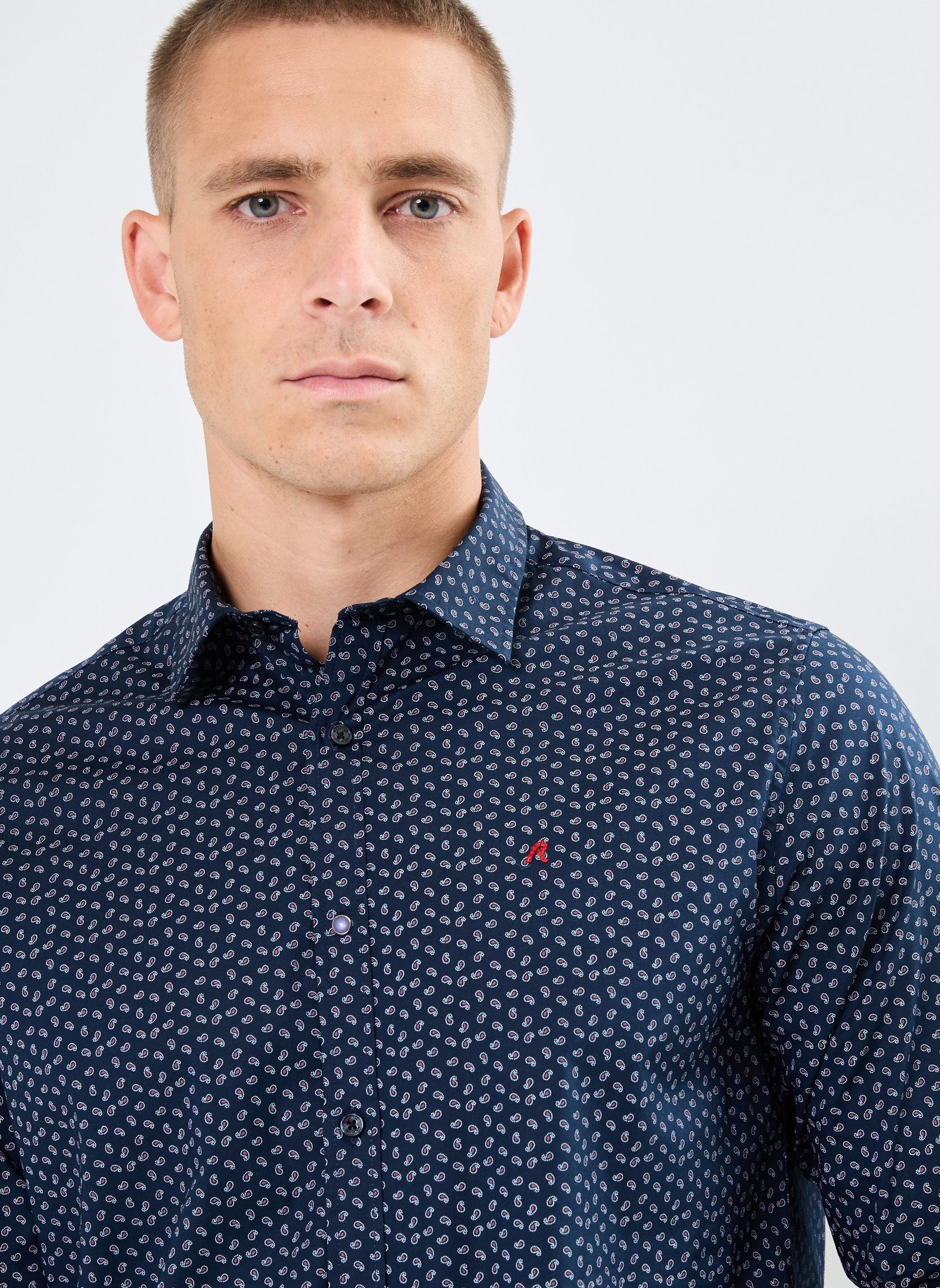 Hemden Chemise Micro imprimé herren blau Replay Hemden Chemise Micro imprimé herren blau DARK BLUE