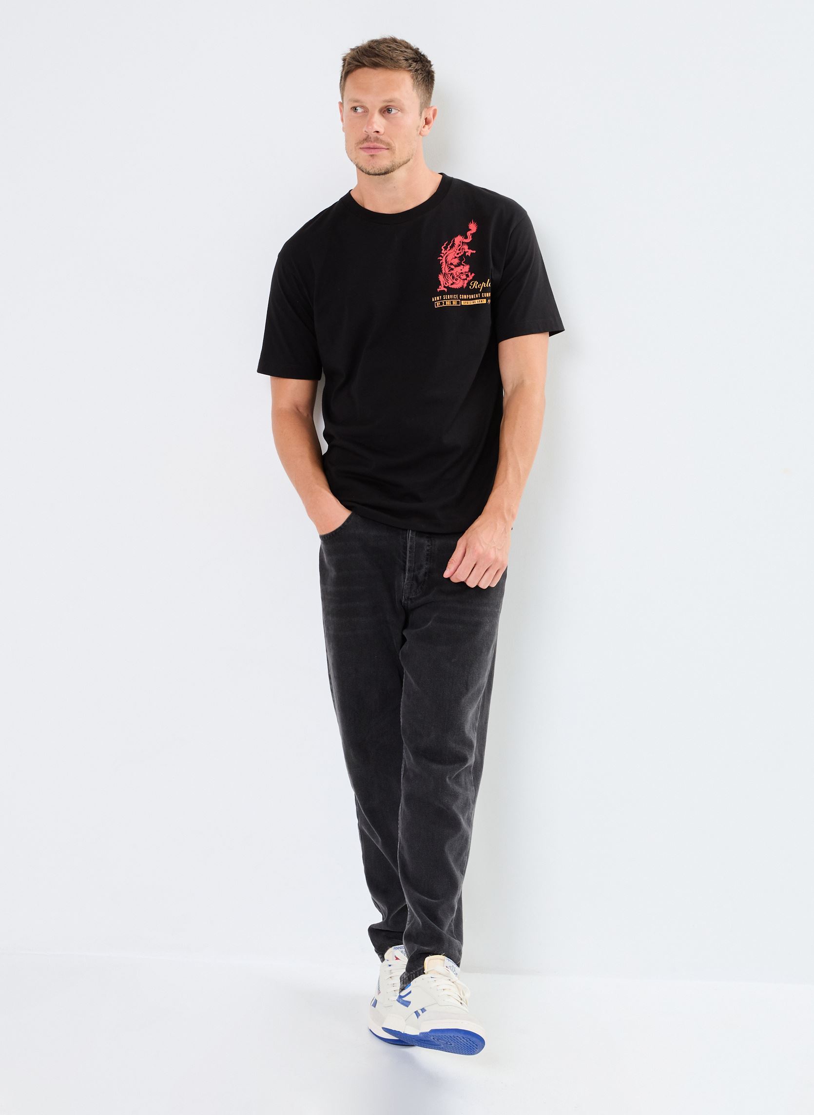 Kurzarm-T-Shirts T-shirt Imprime herren schwarz Replay Kurzarm-T-Shirts T-shirt Imprime herren schwarz BLACK