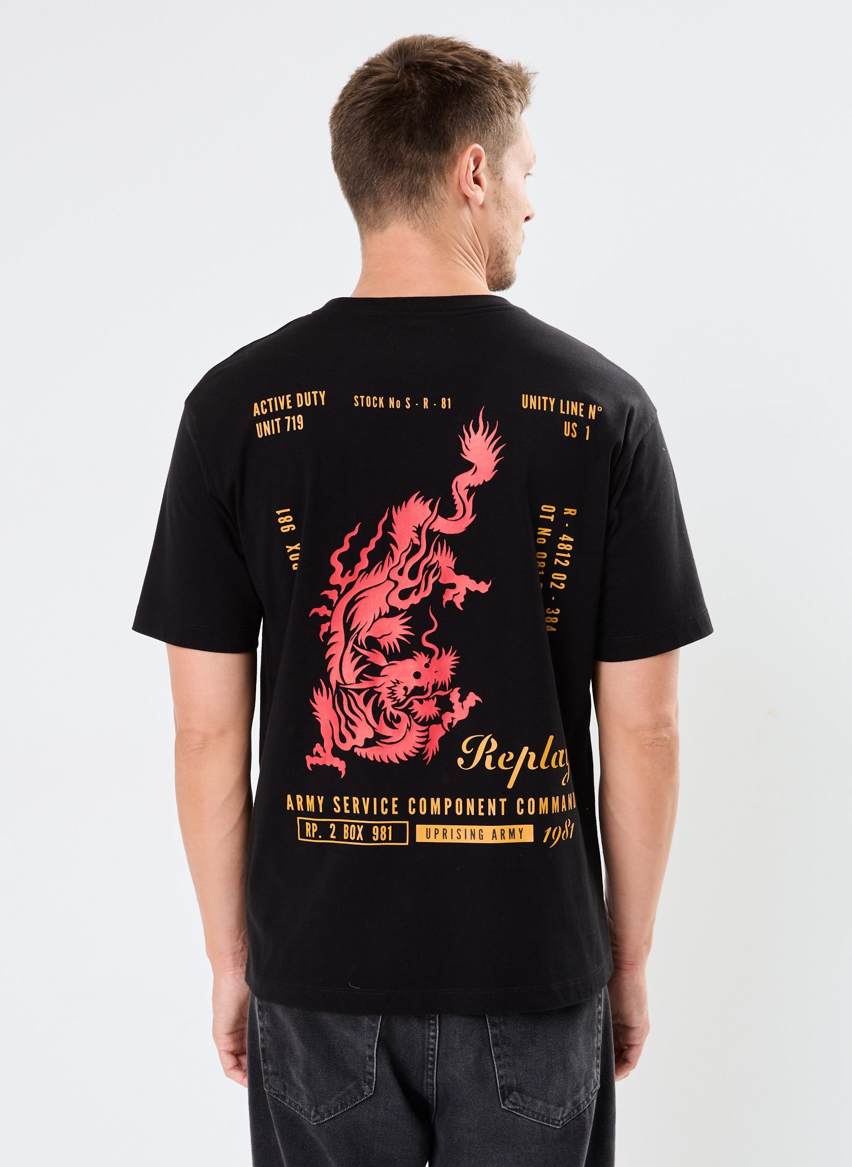 Kurzarm-T-Shirts T-shirt Imprime herren schwarz Replay Kurzarm-T-Shirts T-shirt Imprime herren schwarz BLACK