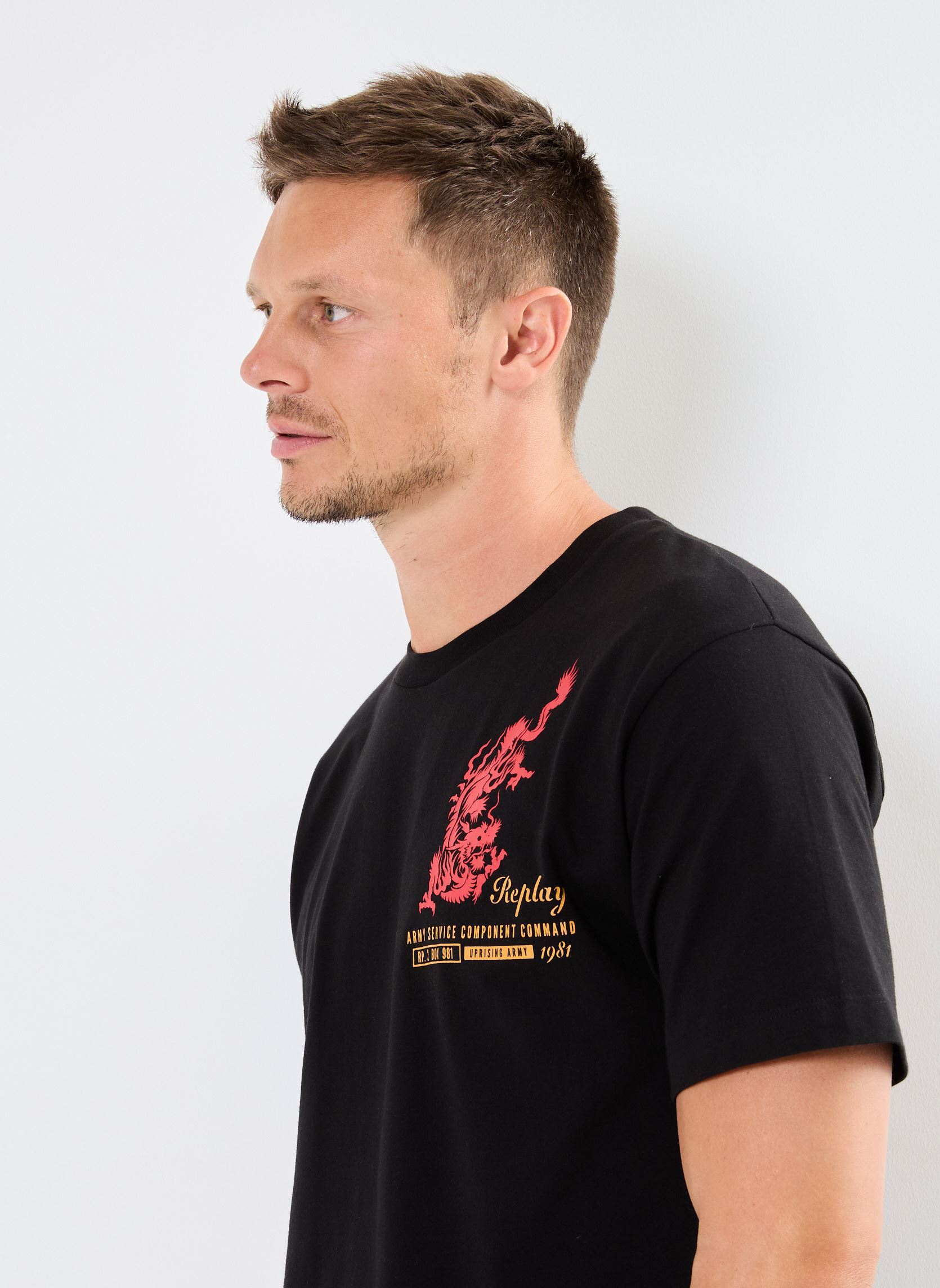 Kurzarm-T-Shirts T-shirt Imprime herren schwarz Replay Kurzarm-T-Shirts T-shirt Imprime herren schwarz BLACK