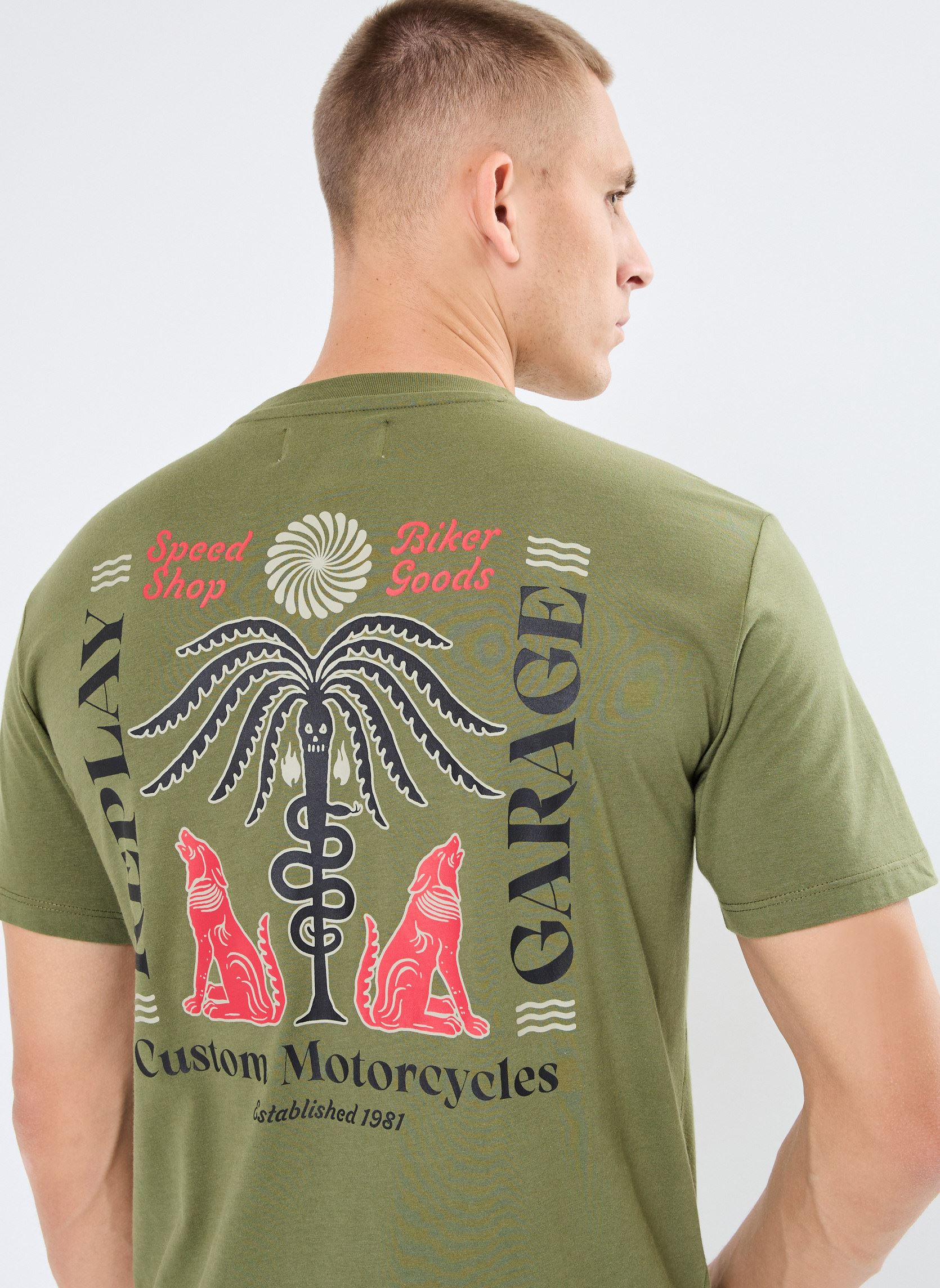 Tee-shirts manches courtes T-shirt Imprime homme vert Replay Tee-shirts manches courtes T-shirt Imprime homme vert ARMY