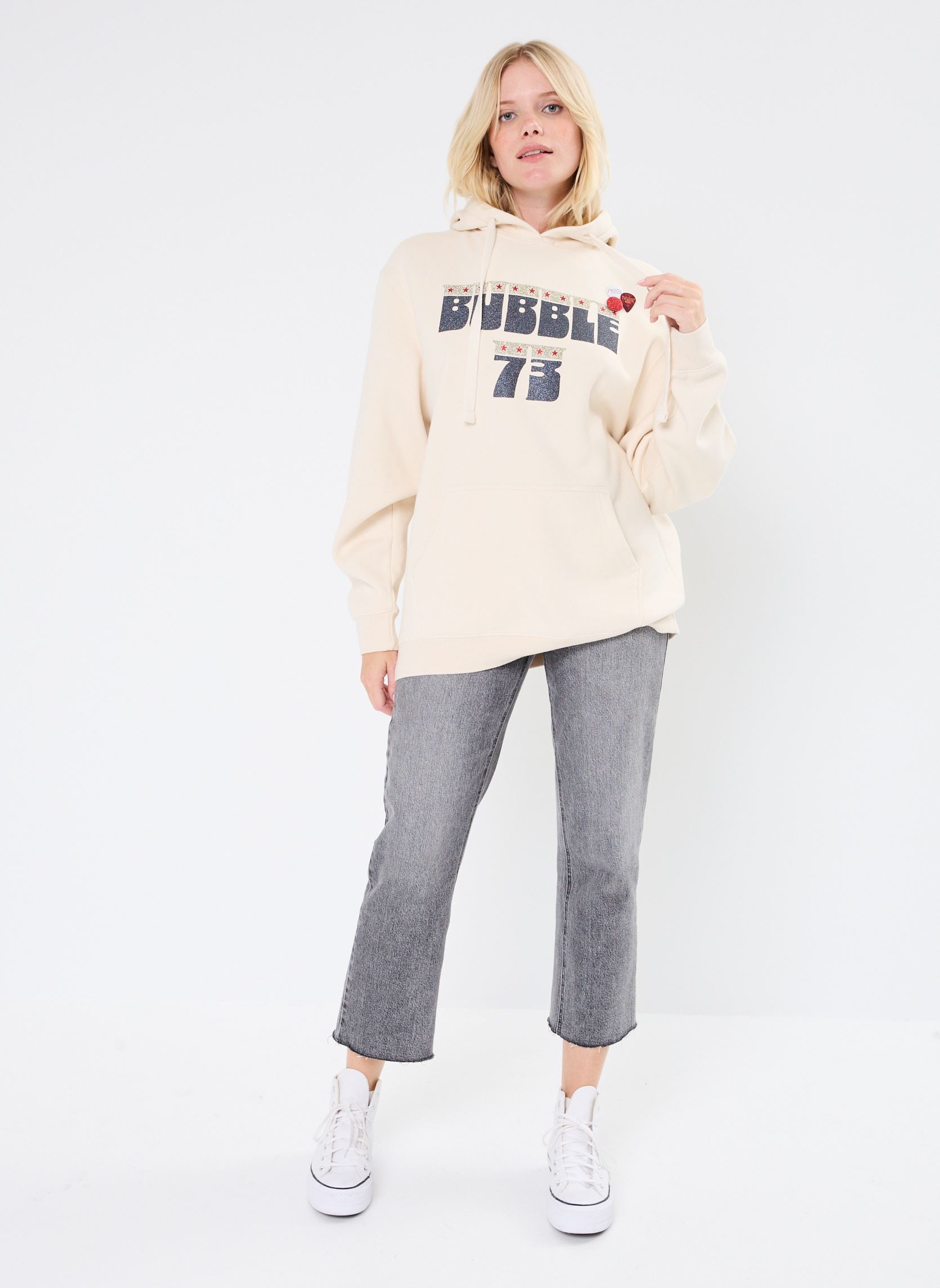 Kapuzenpullover SWEATSHIRT JAGGER BUBBLE news damen weiß Newtone Kapuzenpullover SWEATSHIRT JAGGER BUBBLE news damen weiß NATURAL-