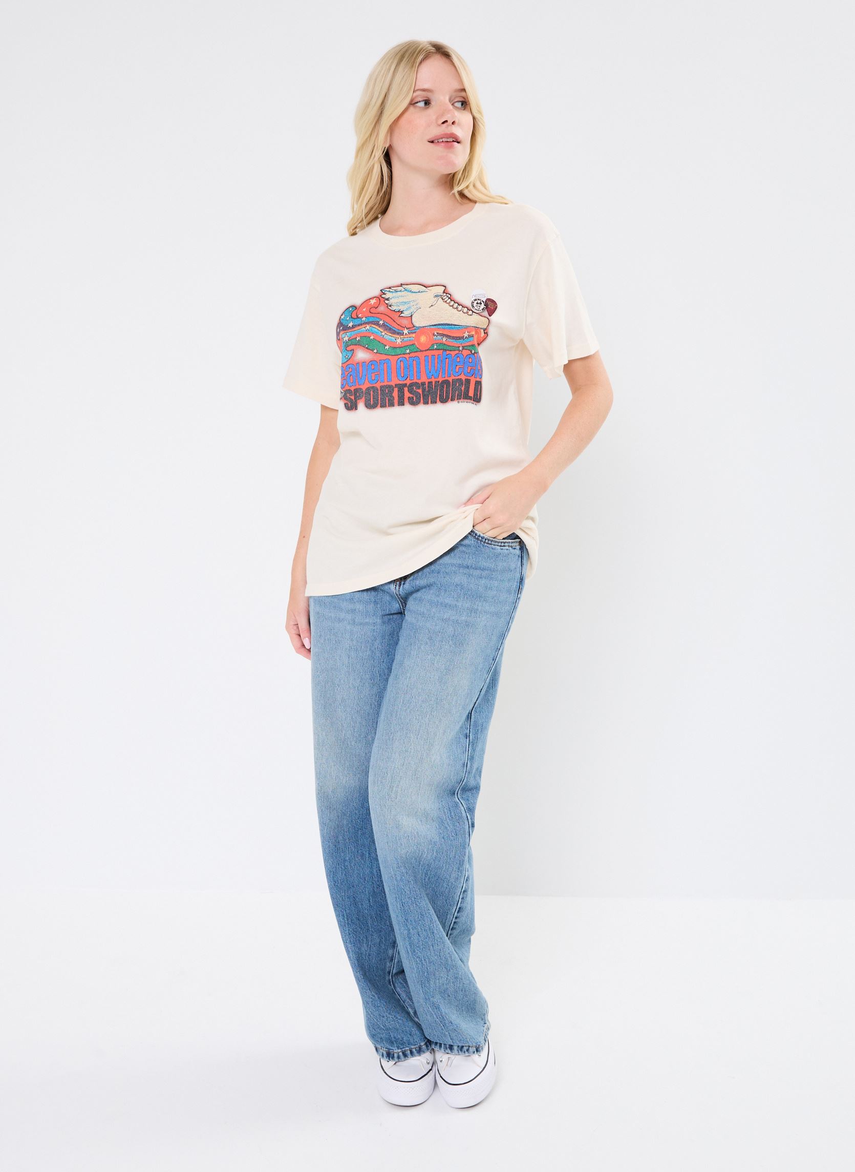 Kurzarm-T-Shirts TSHIRT TRUCKER HEAVEN News damen weiß Newtone Kurzarm-T-Shirts TSHIRT TRUCKER HEAVEN News damen weiß NATURAL-