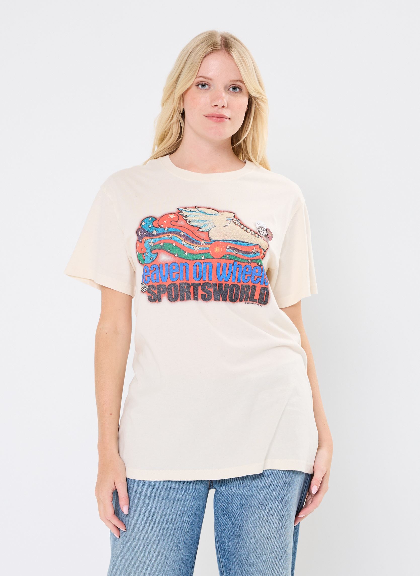 Kurzarm-T-Shirts TSHIRT TRUCKER HEAVEN News damen weiß Newtone Kurzarm-T-Shirts TSHIRT TRUCKER HEAVEN News damen weiß NATURAL-