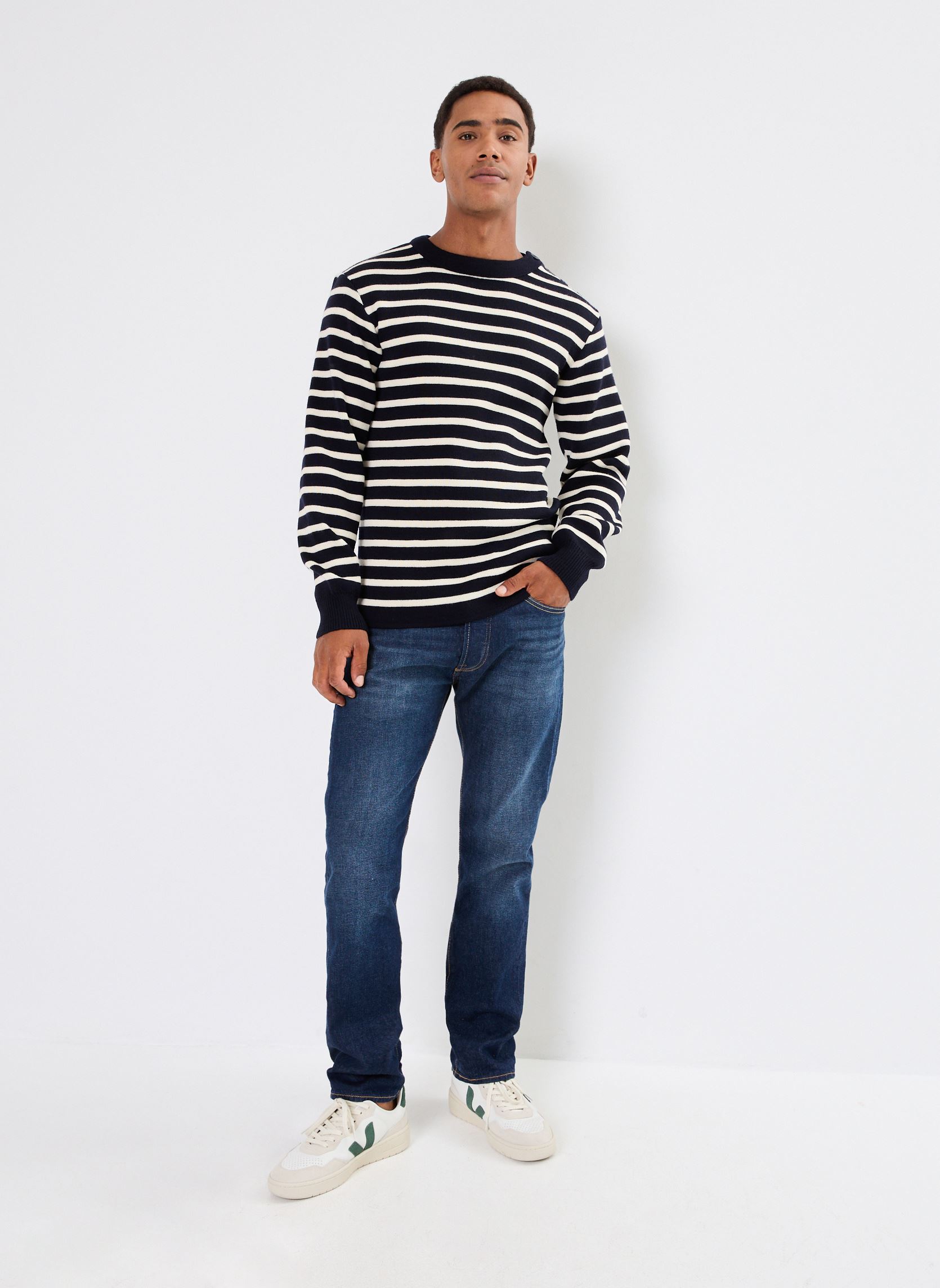 Truien Pull marin rayé heren blauw Armor Lux Truien Pull marin rayé heren blauw Rich Navy - Nature
