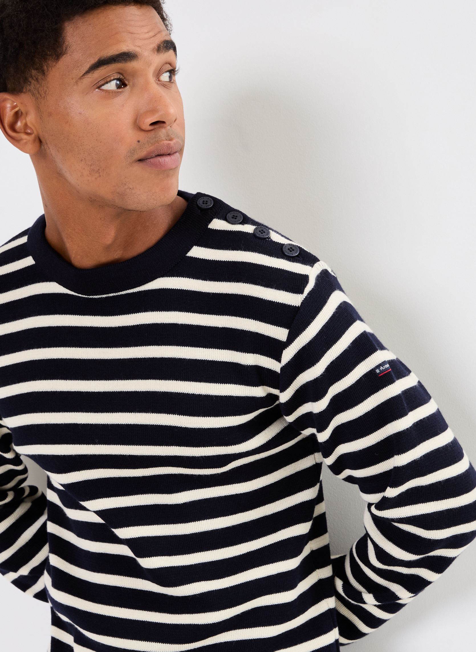 Truien Pull marin rayé heren blauw Armor Lux Truien Pull marin rayé heren blauw Rich Navy - Nature