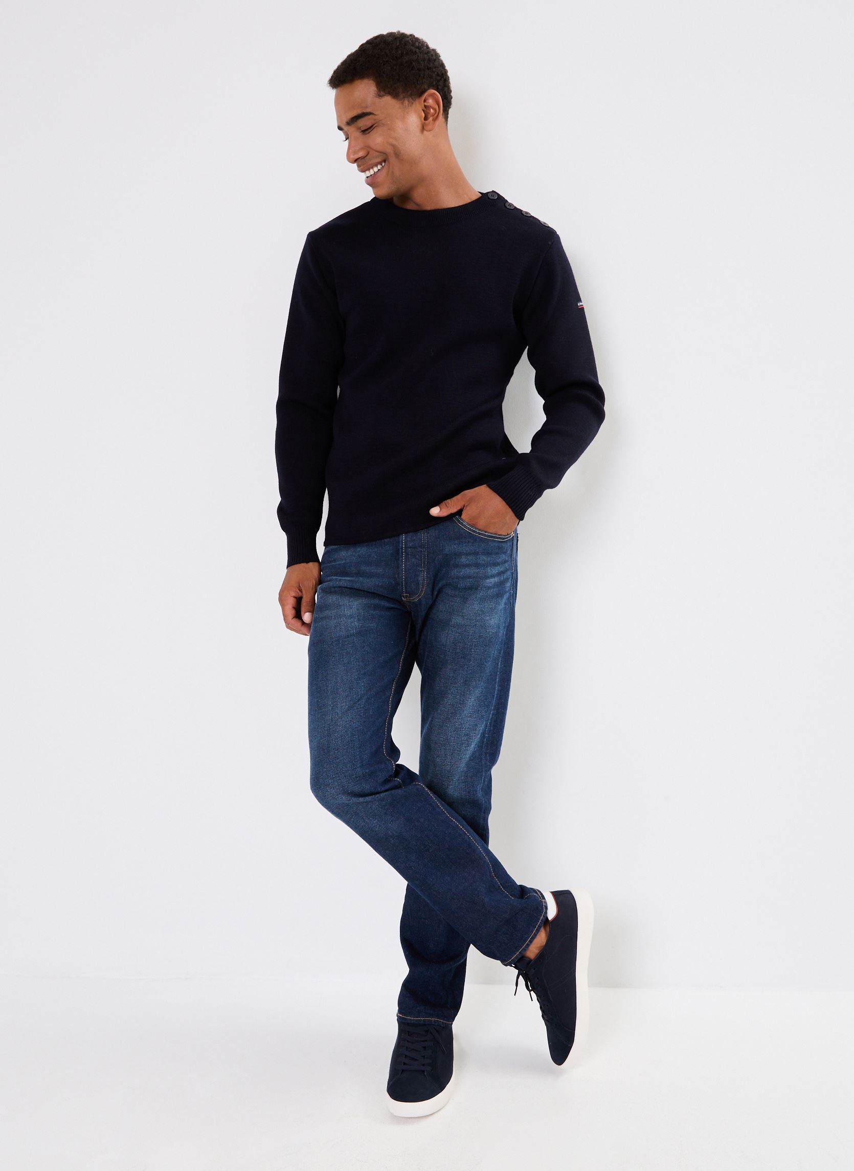 Pulls Pull marin uni homme bleu Armor Lux Pulls Pull marin uni homme bleu NAVIRE